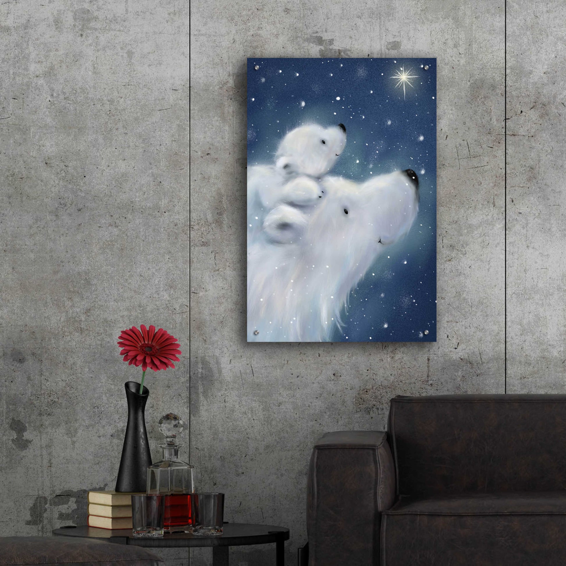 Epic Art 'Polar Bear And Cub 2' by Makiko, Acrylic Glass Wall Art,24x36