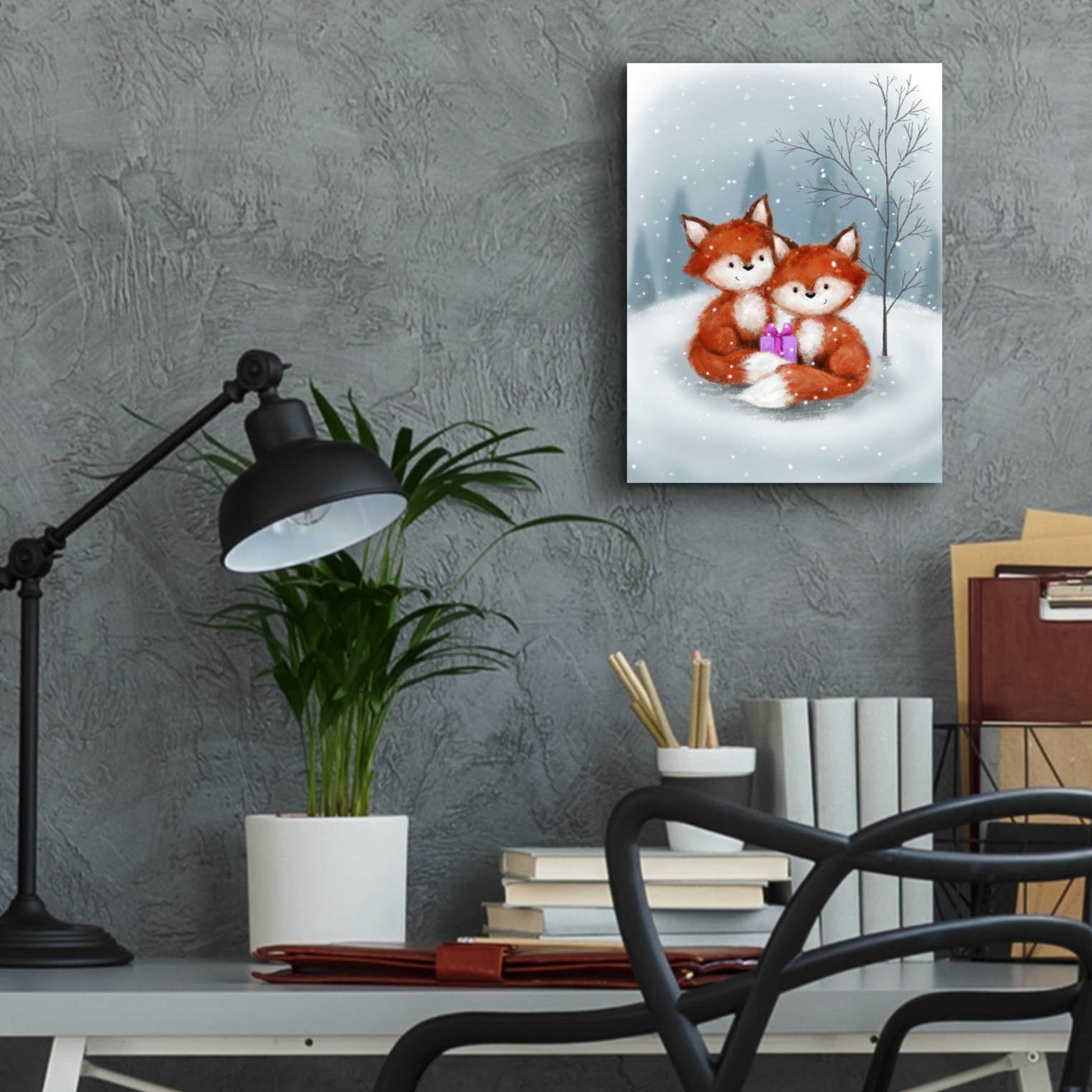 Epic Art 'Two Fox 1' by Makiko, Acrylic Glass Wall Art,12x16