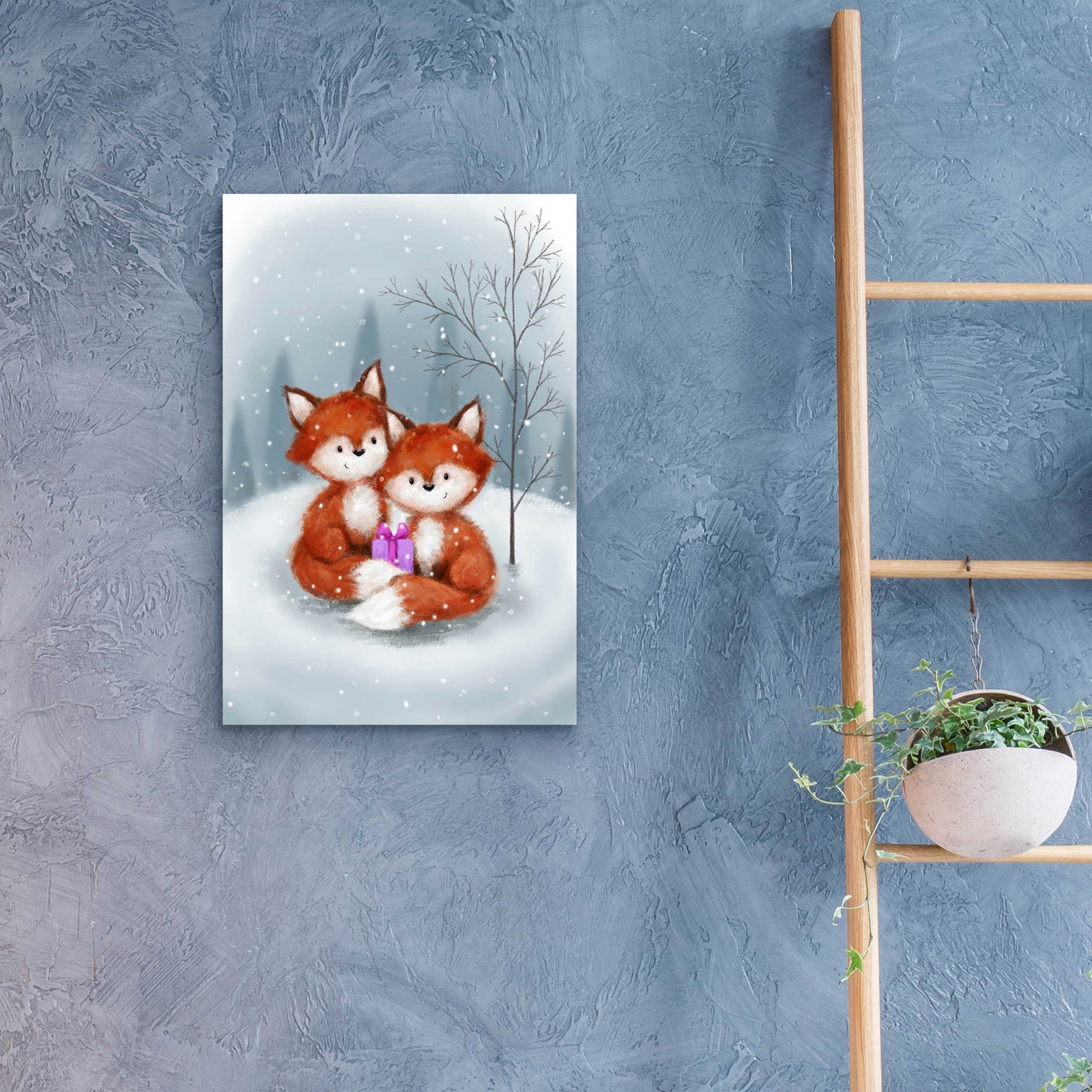 Epic Art 'Two Fox 1' by Makiko, Acrylic Glass Wall Art,16x24