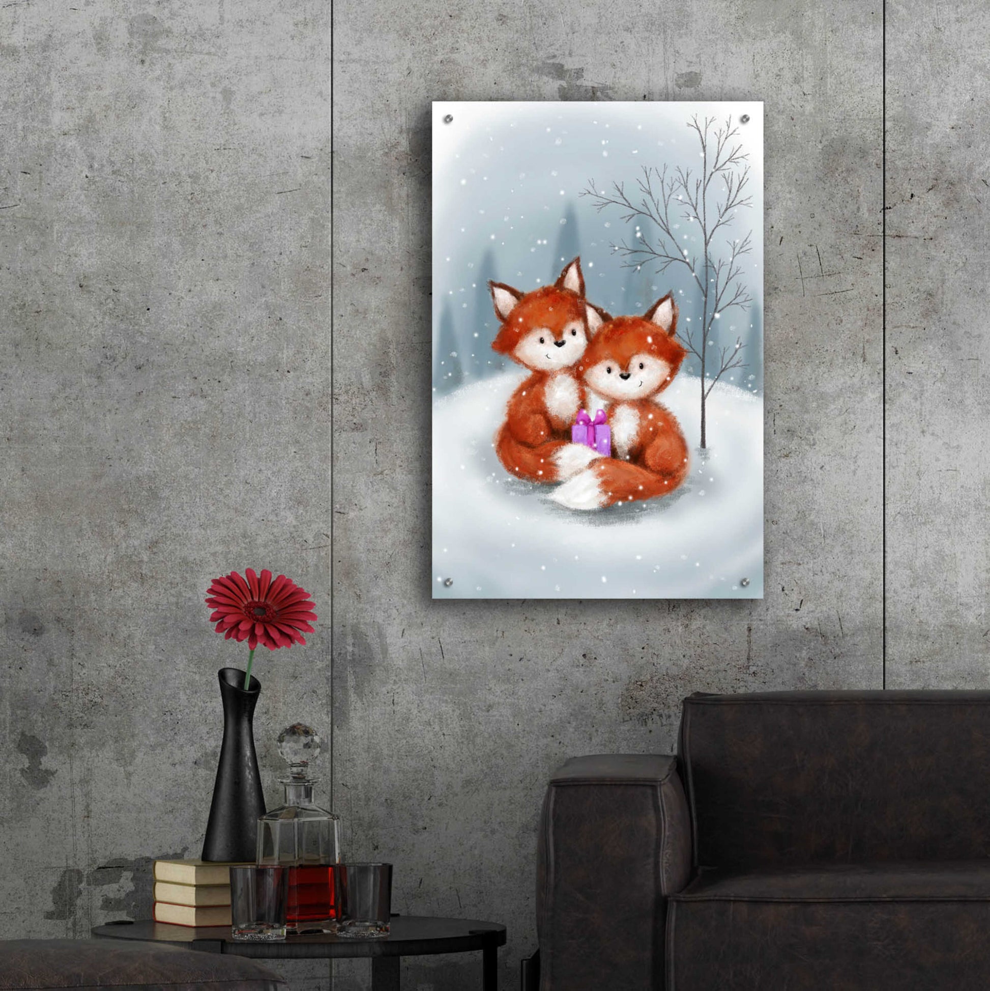 Epic Art 'Two Fox 1' by Makiko, Acrylic Glass Wall Art,24x36