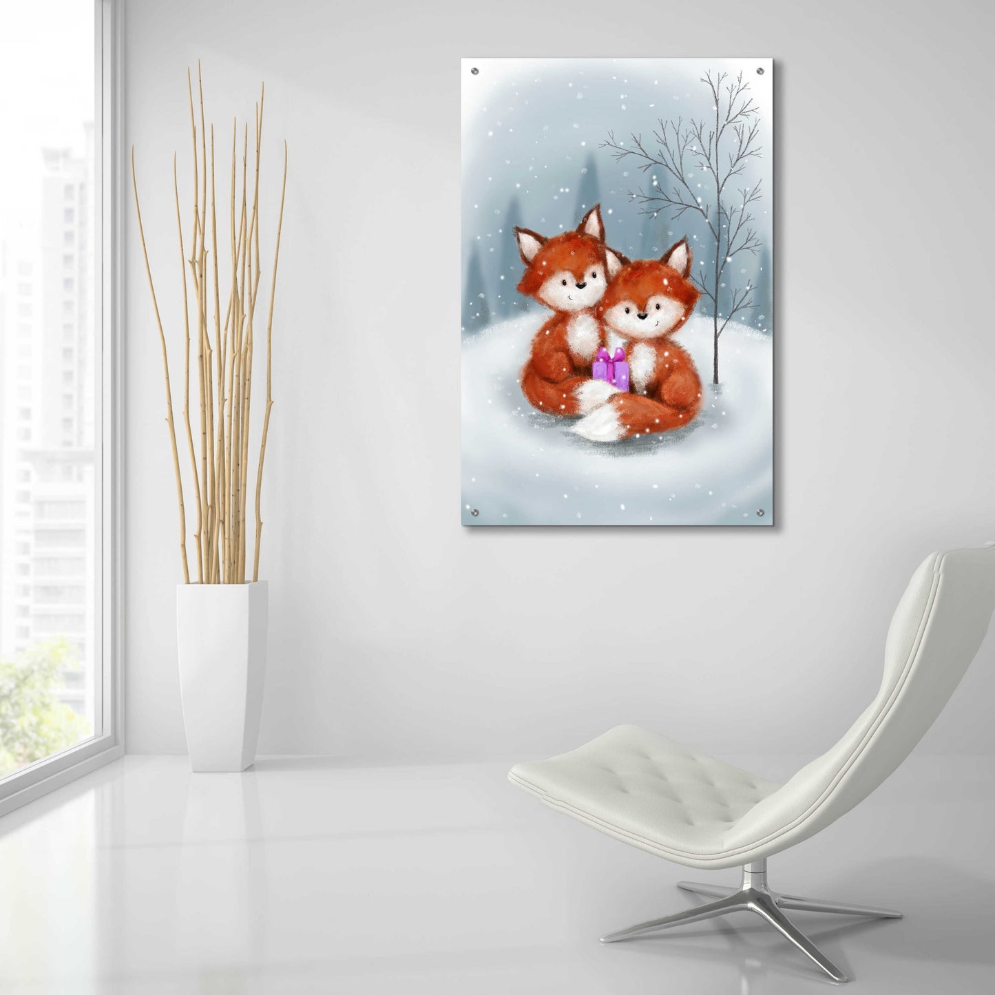 Epic Art 'Two Fox 1' by Makiko, Acrylic Glass Wall Art,24x36