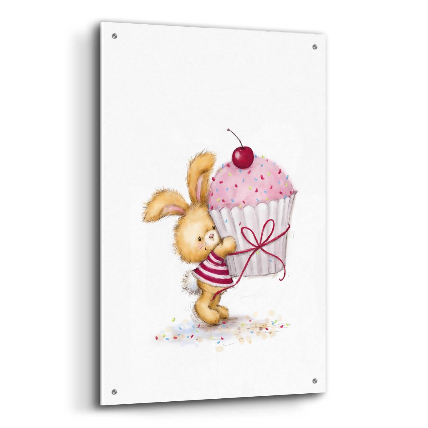 Epic Art 'Rabbit with Big Cake' by Makiko, Acrylic Glass Wall Art,24x36