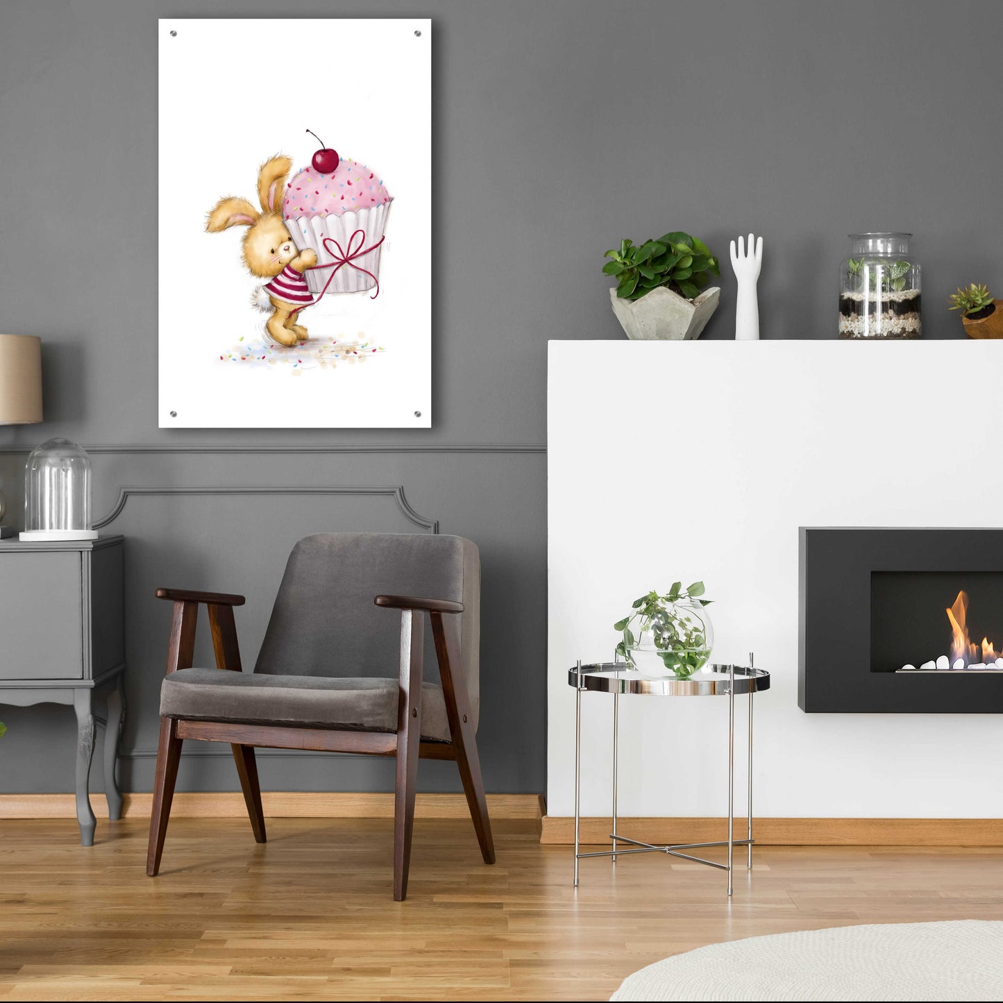 Epic Art 'Rabbit with Big Cake' by Makiko, Acrylic Glass Wall Art,24x36