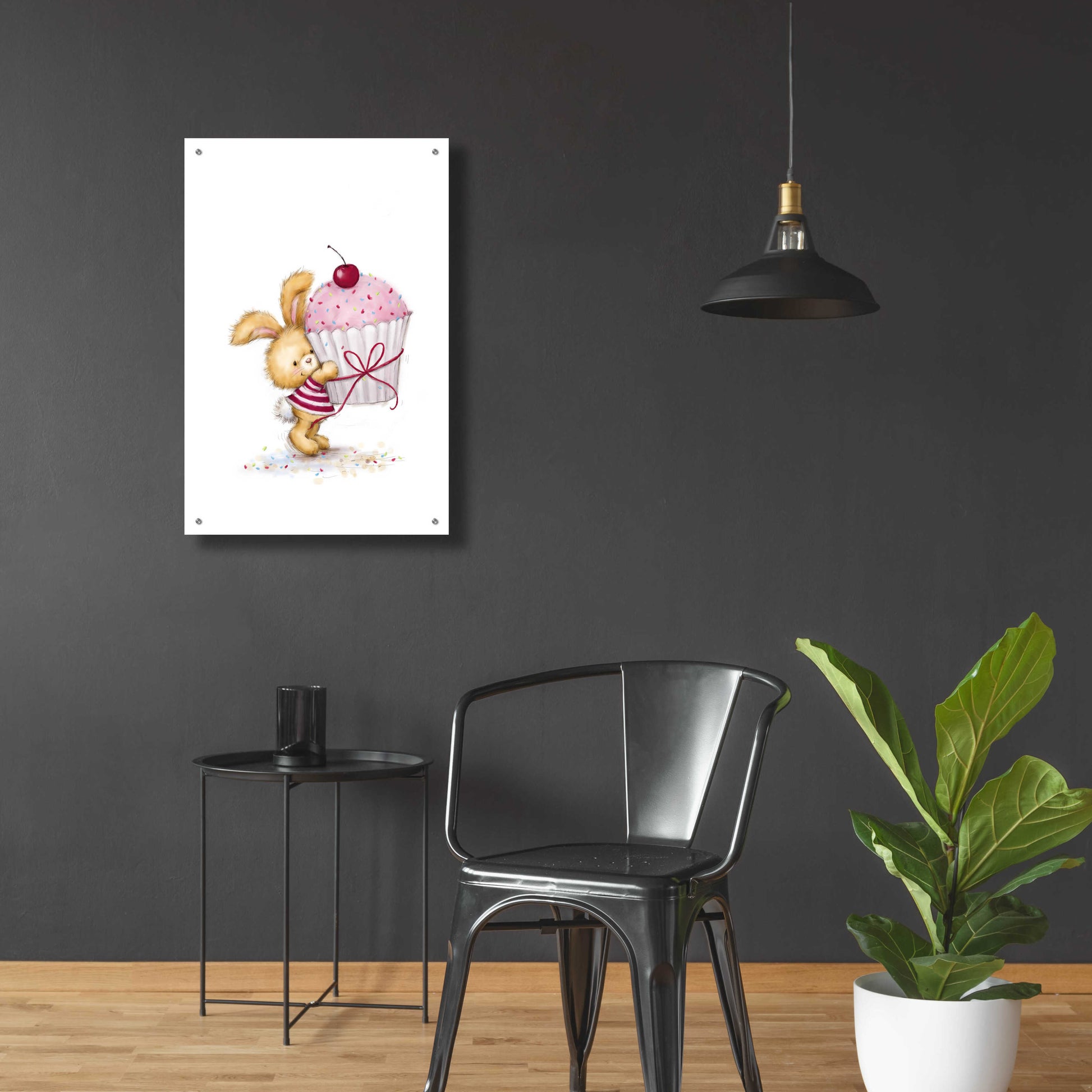 Epic Art 'Rabbit with Big Cake' by Makiko, Acrylic Glass Wall Art,24x36