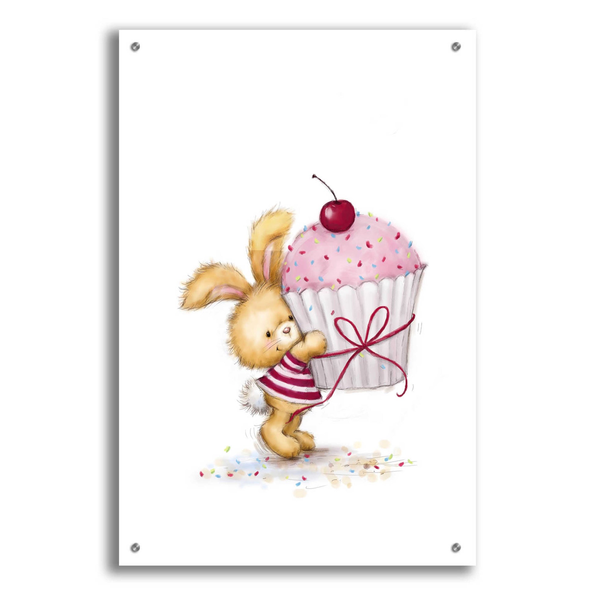 Epic Art 'Rabbit with Big Cake' by Makiko, Acrylic Glass Wall Art,24x36