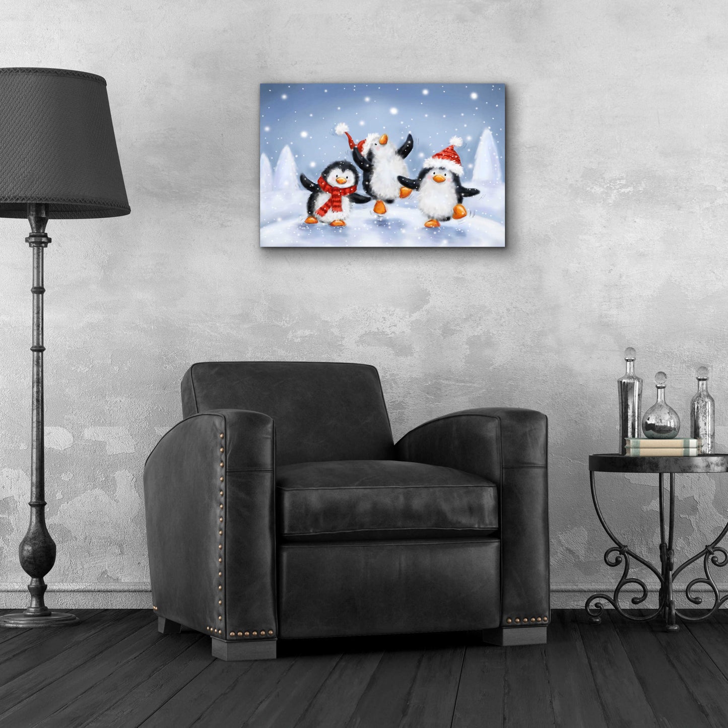 Epic Art 'Three Penguins' by Makiko, Acrylic Glass Wall Art,24x16