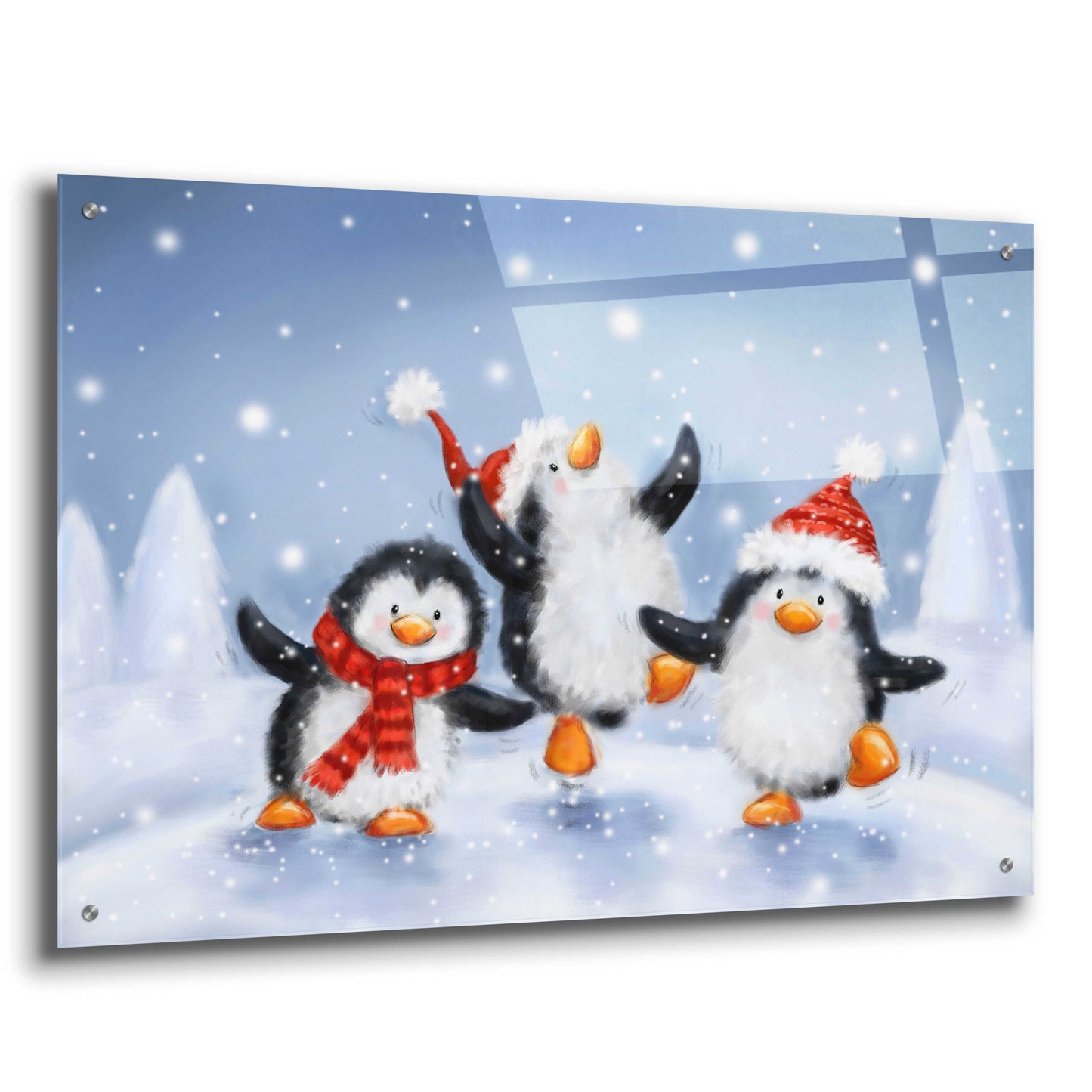 Epic Art 'Three Penguins' by Makiko, Acrylic Glass Wall Art,36x24