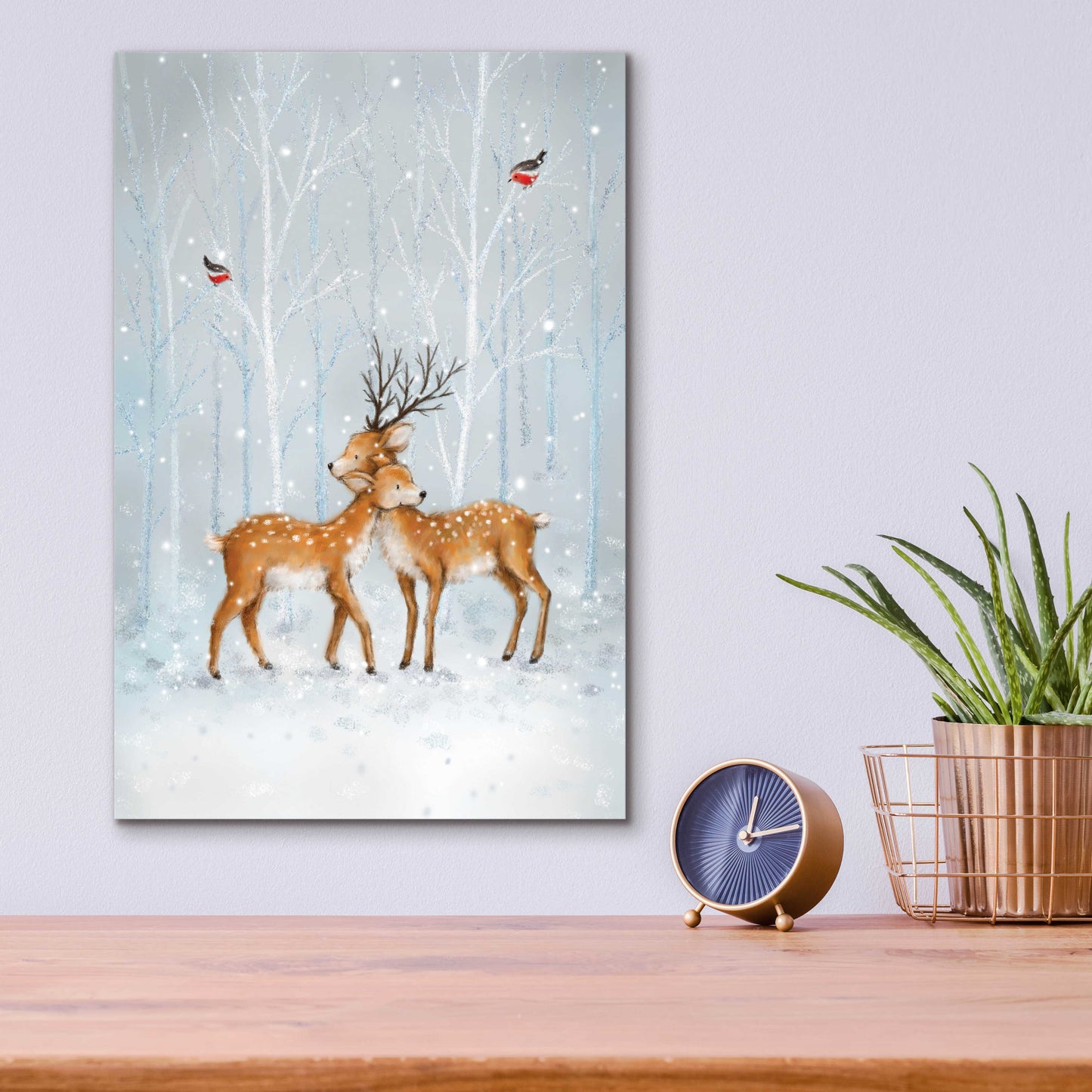 Epic Art 'Deer Couple in Wood' by Makiko, Acrylic Glass Wall Art,12x16