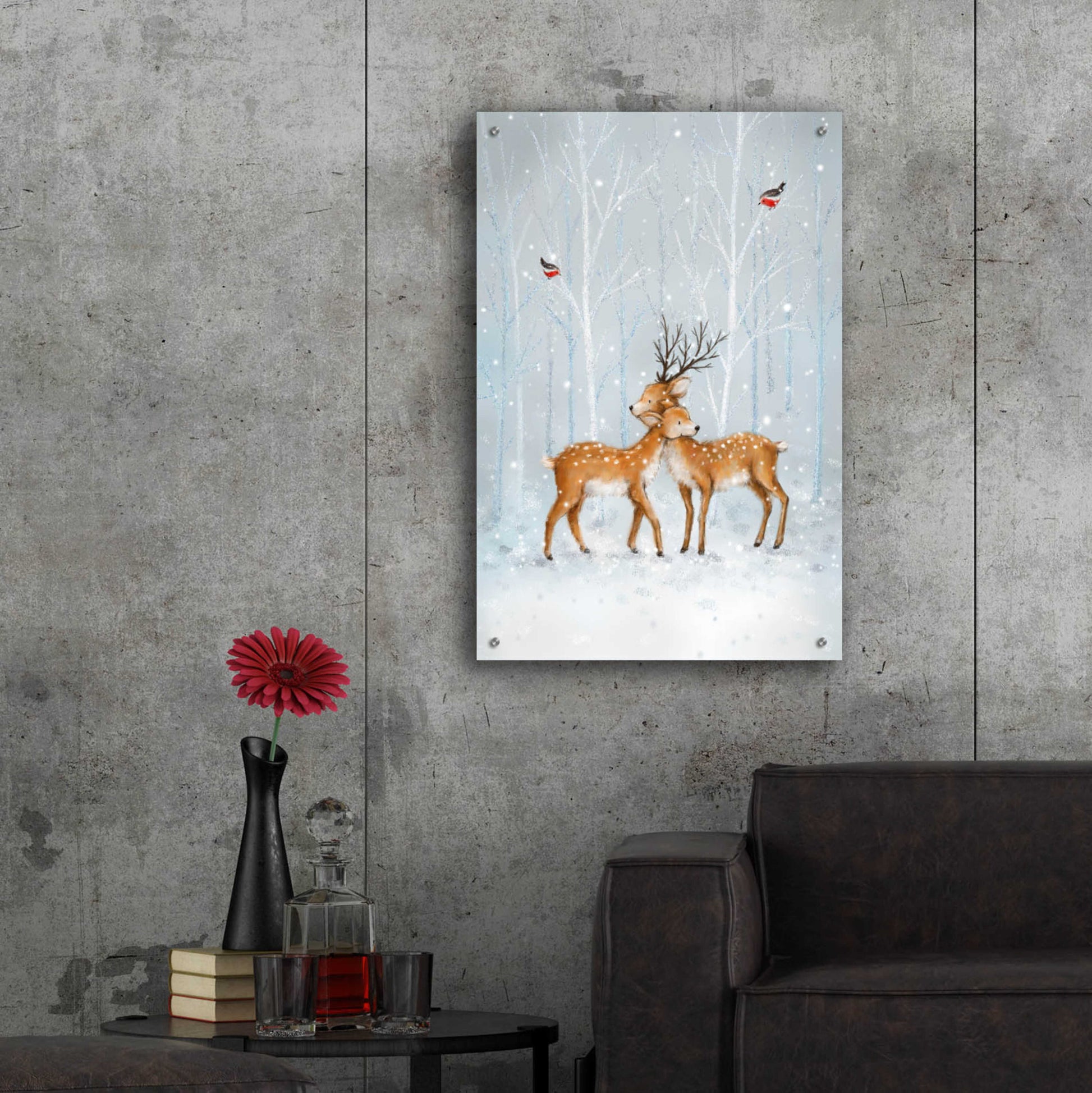 Epic Art 'Deer Couple in Wood' by Makiko, Acrylic Glass Wall Art,24x36