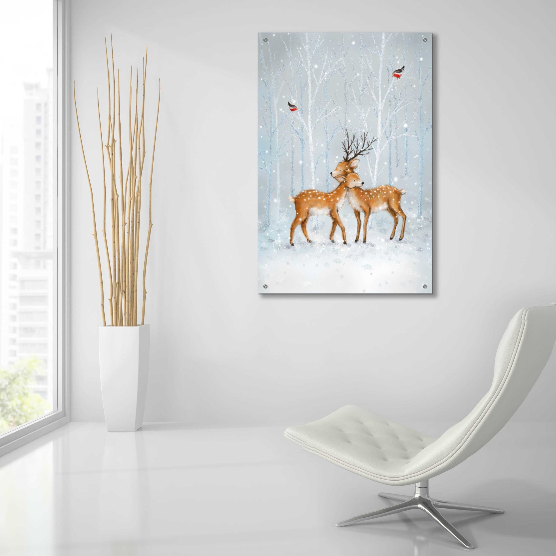 Epic Art 'Deer Couple in Wood' by Makiko, Acrylic Glass Wall Art,24x36