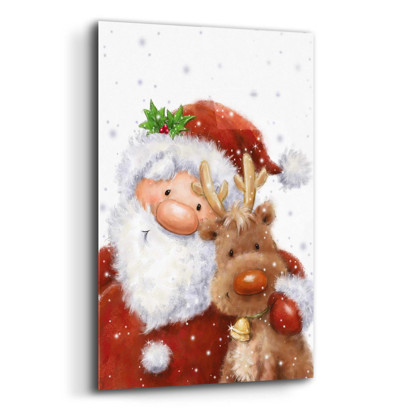 Epic Art 'Santa and Reindeer 4' by Makiko, Acrylic Glass Wall Art,12x16