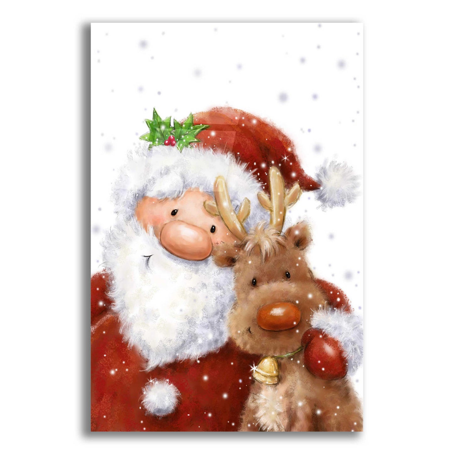 Epic Art 'Santa and Reindeer 4' by Makiko, Acrylic Glass Wall Art,12x16