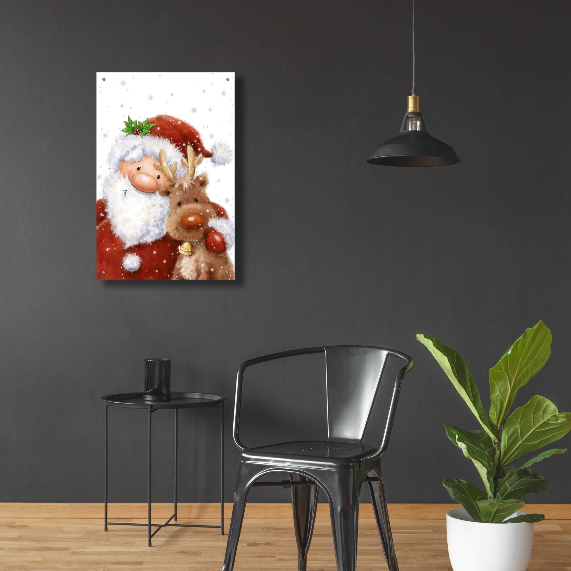 Epic Art 'Santa and Reindeer 4' by Makiko, Acrylic Glass Wall Art,24x36