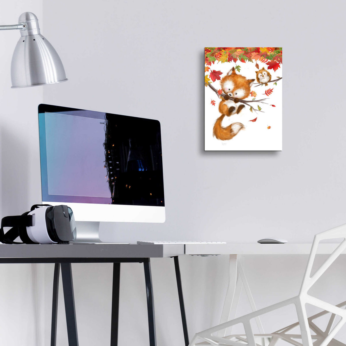 Epic Art 'Fox and Owl' by Makiko, Acrylic Glass Wall Art,12x16