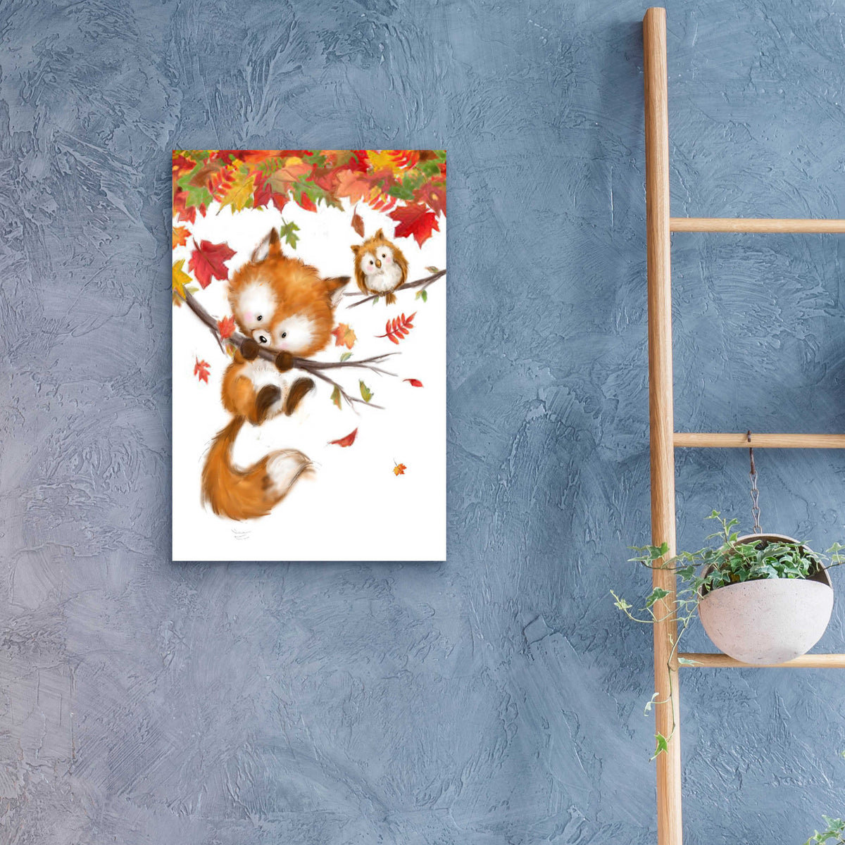 Epic Art 'Fox and Owl' by Makiko, Acrylic Glass Wall Art,16x24