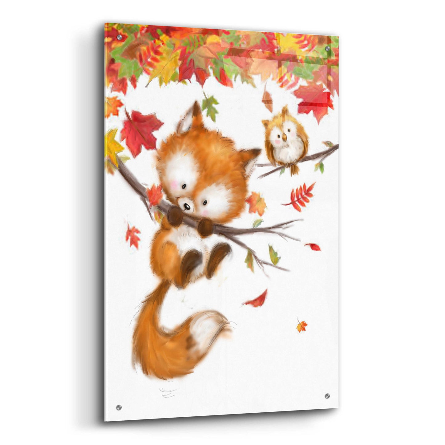 Epic Art 'Fox and Owl' by Makiko, Acrylic Glass Wall Art,24x36