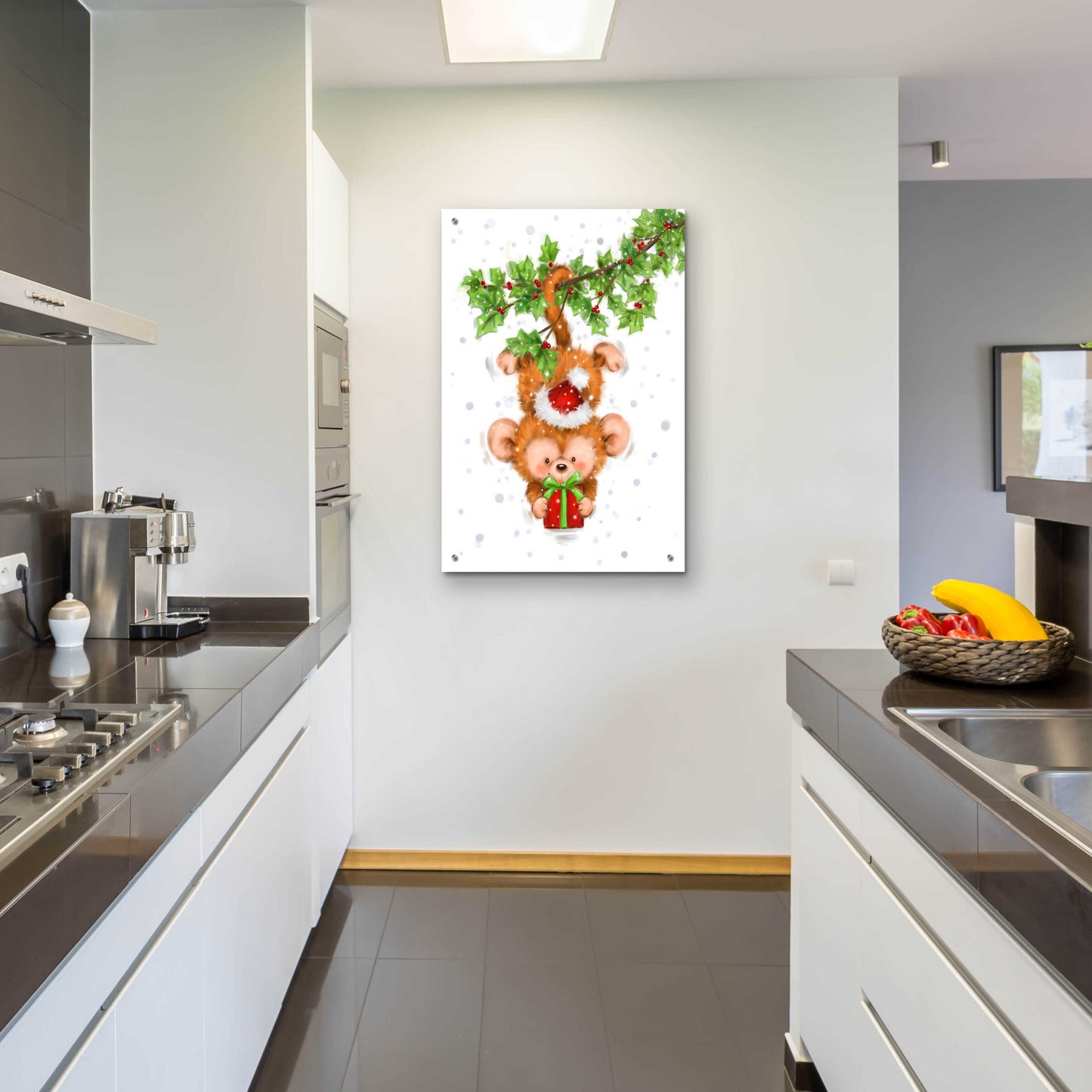 Epic Art 'Monkey Christmas' by Makiko, Acrylic Glass Wall Art,24x36