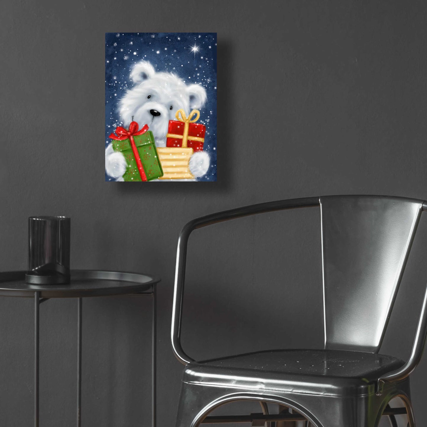 Epic Art 'Polar Bear and Presents' by Makiko, Acrylic Glass Wall Art,12x16