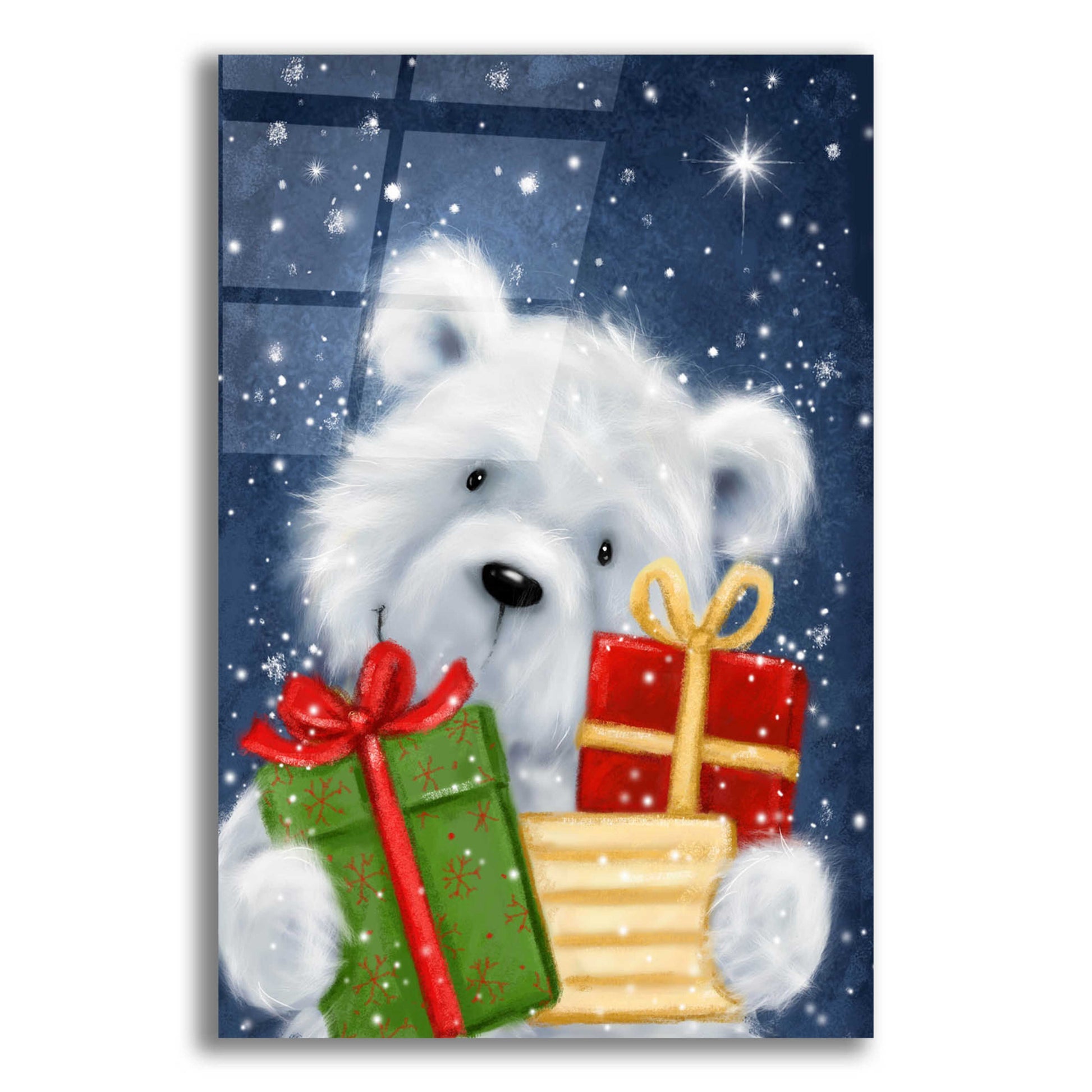 Epic Art 'Polar Bear and Presents' by Makiko, Acrylic Glass Wall Art,12x16