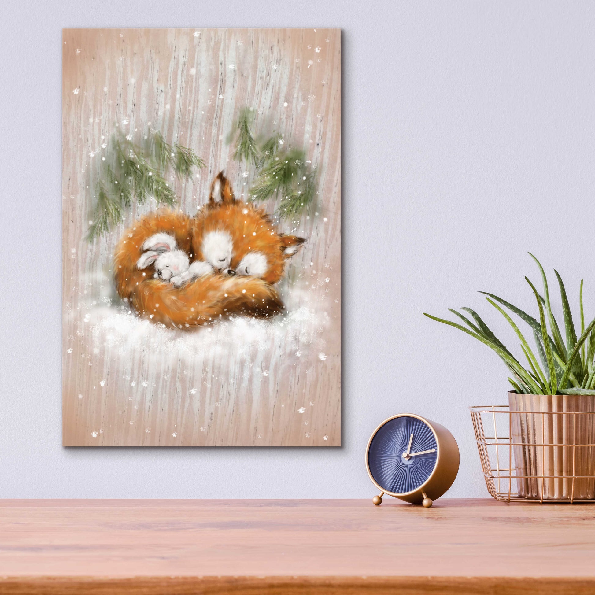 Epic Art 'Fox and Rabbit 2' by Makiko, Acrylic Glass Wall Art,12x16