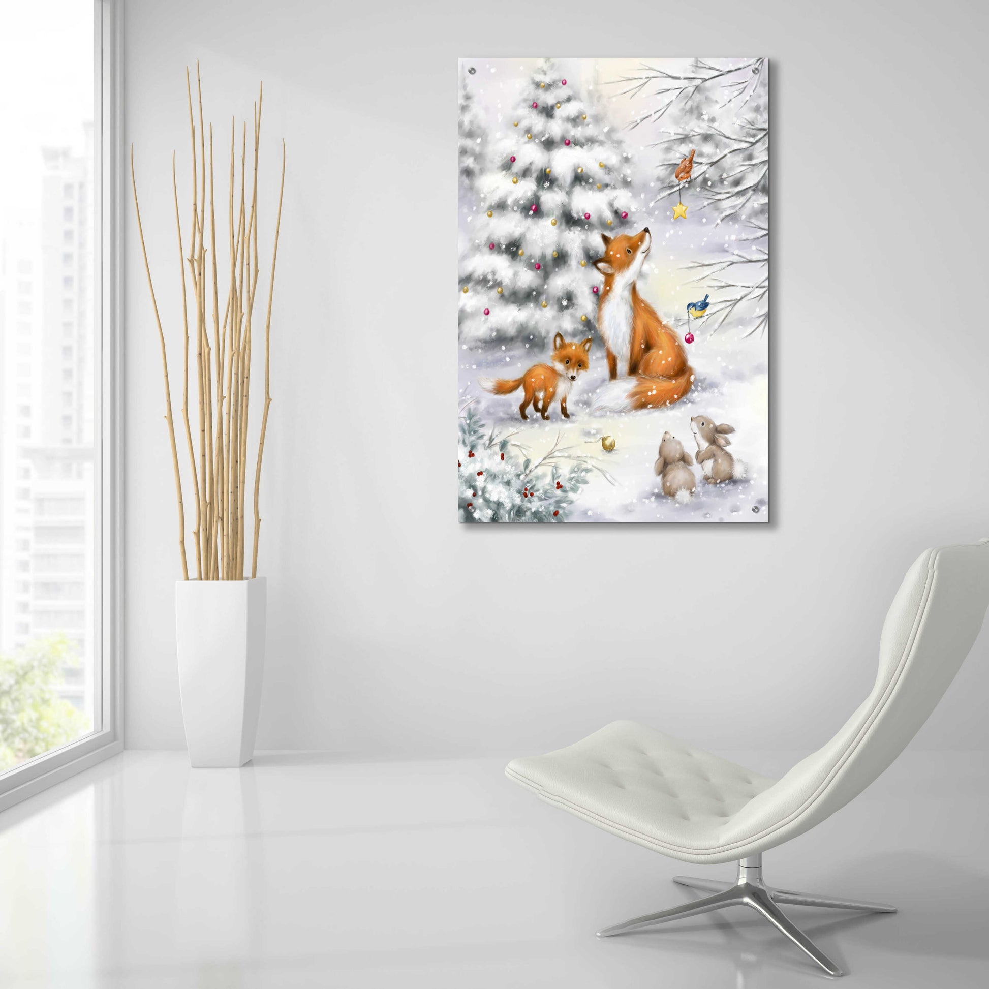 Epic Art 'Fox in forest' by Makiko, Acrylic Glass Wall Art,24x36