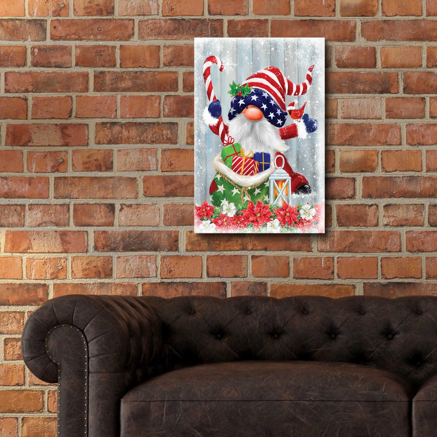Epic Art 'American Christmas Gnome' by Makiko, Acrylic Glass Wall Art,16x24