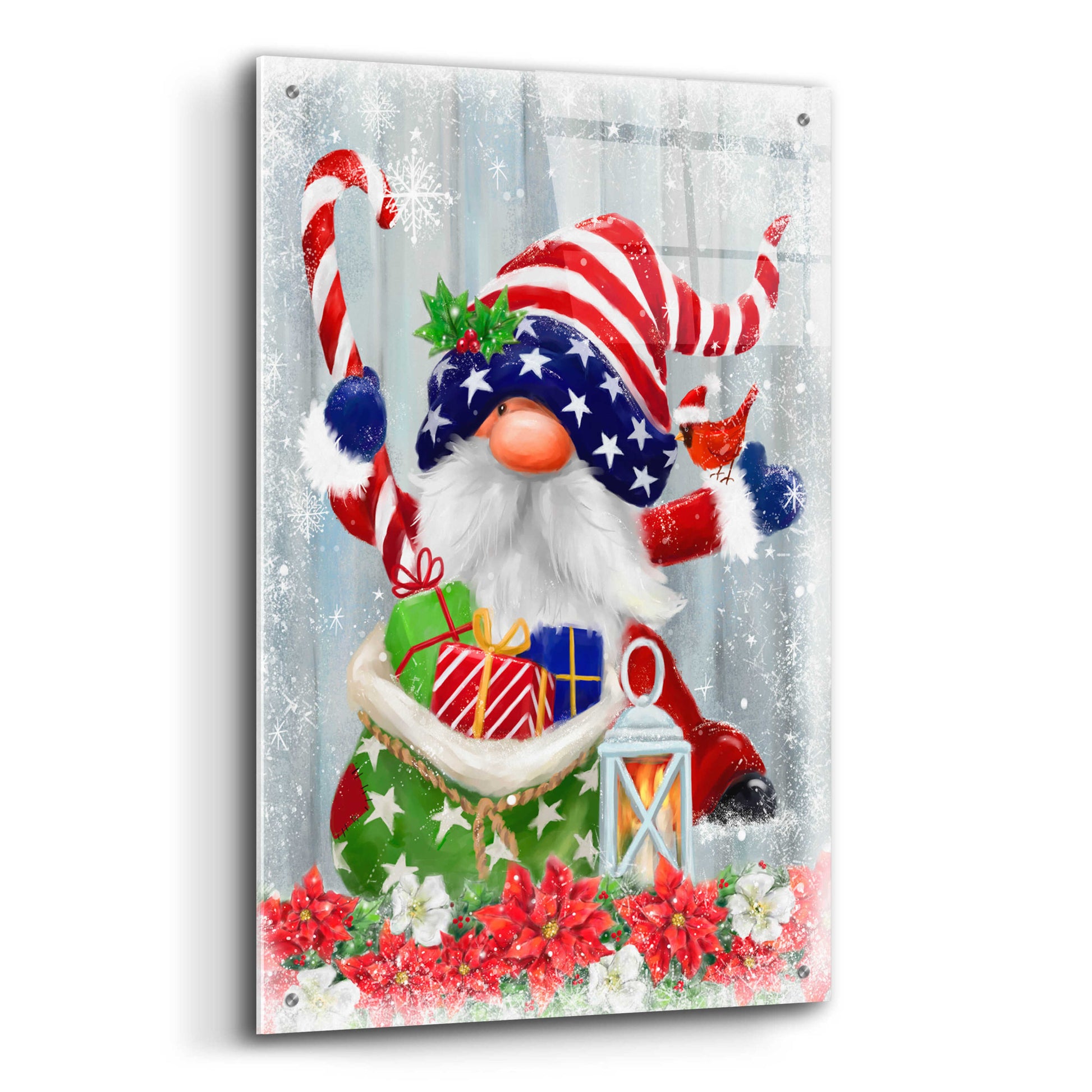 Epic Art 'American Christmas Gnome' by Makiko, Acrylic Glass Wall Art,24x36