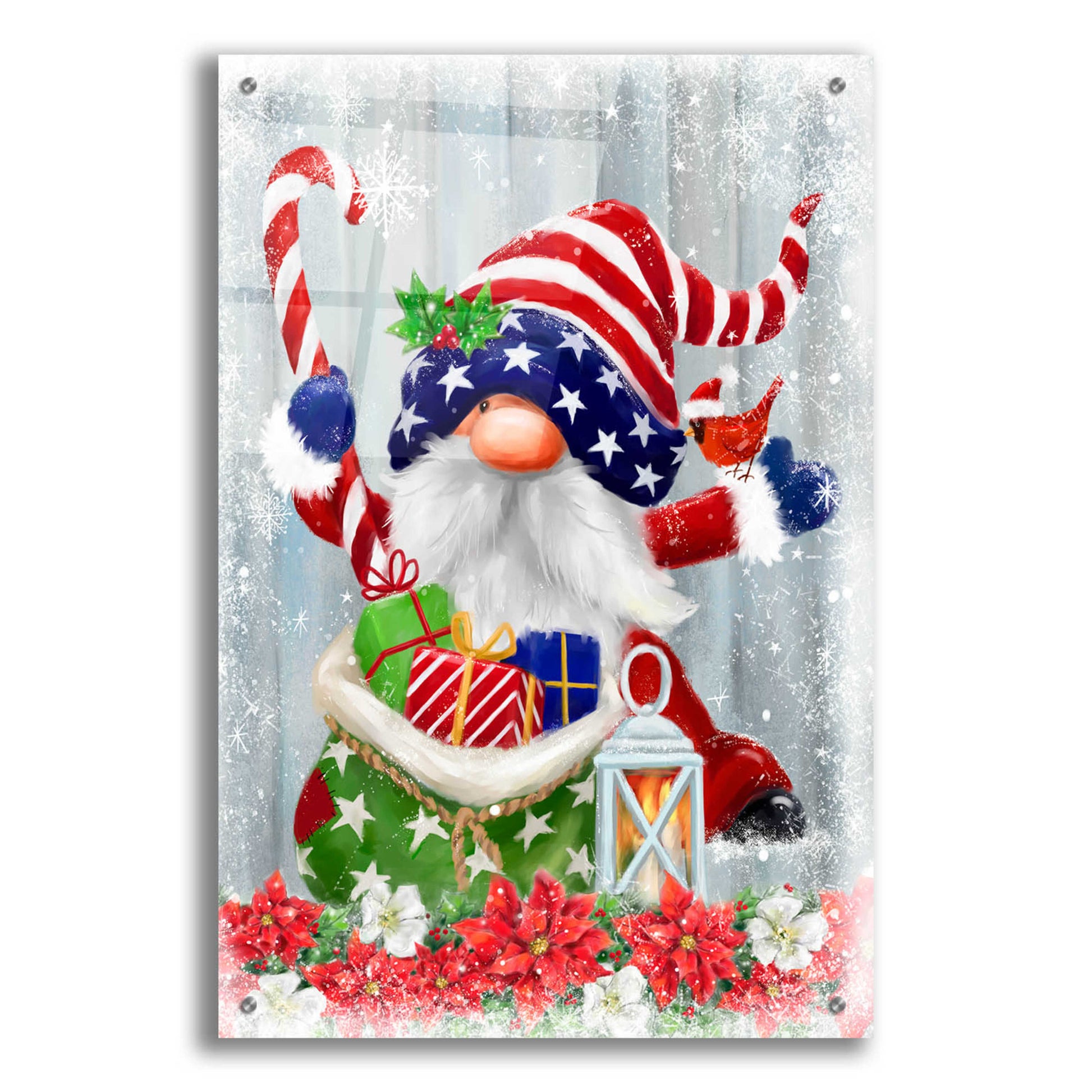Epic Art 'American Christmas Gnome' by Makiko, Acrylic Glass Wall Art,24x36
