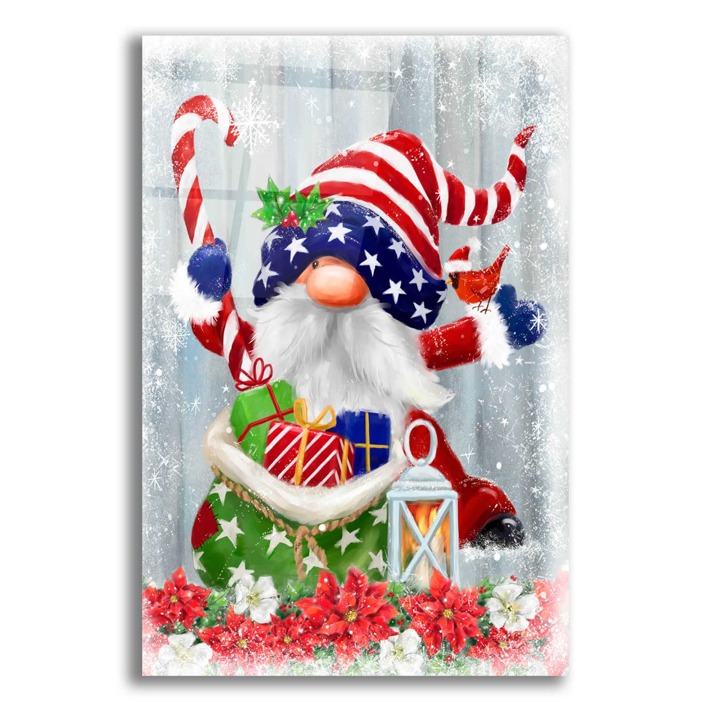 Epic Art 'American Christmas Gnome' by Makiko, Acrylic Glass Wall Art