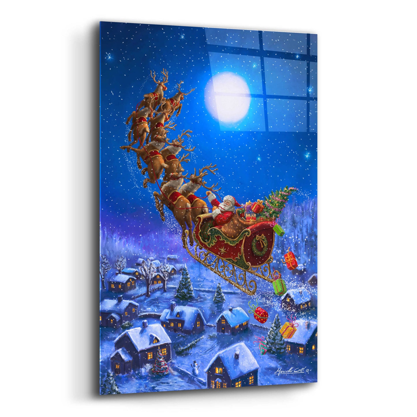 Epic Art 'Santa’s Night Ride' by Ali Corti, Acrylic Glass Wall Art,12x16