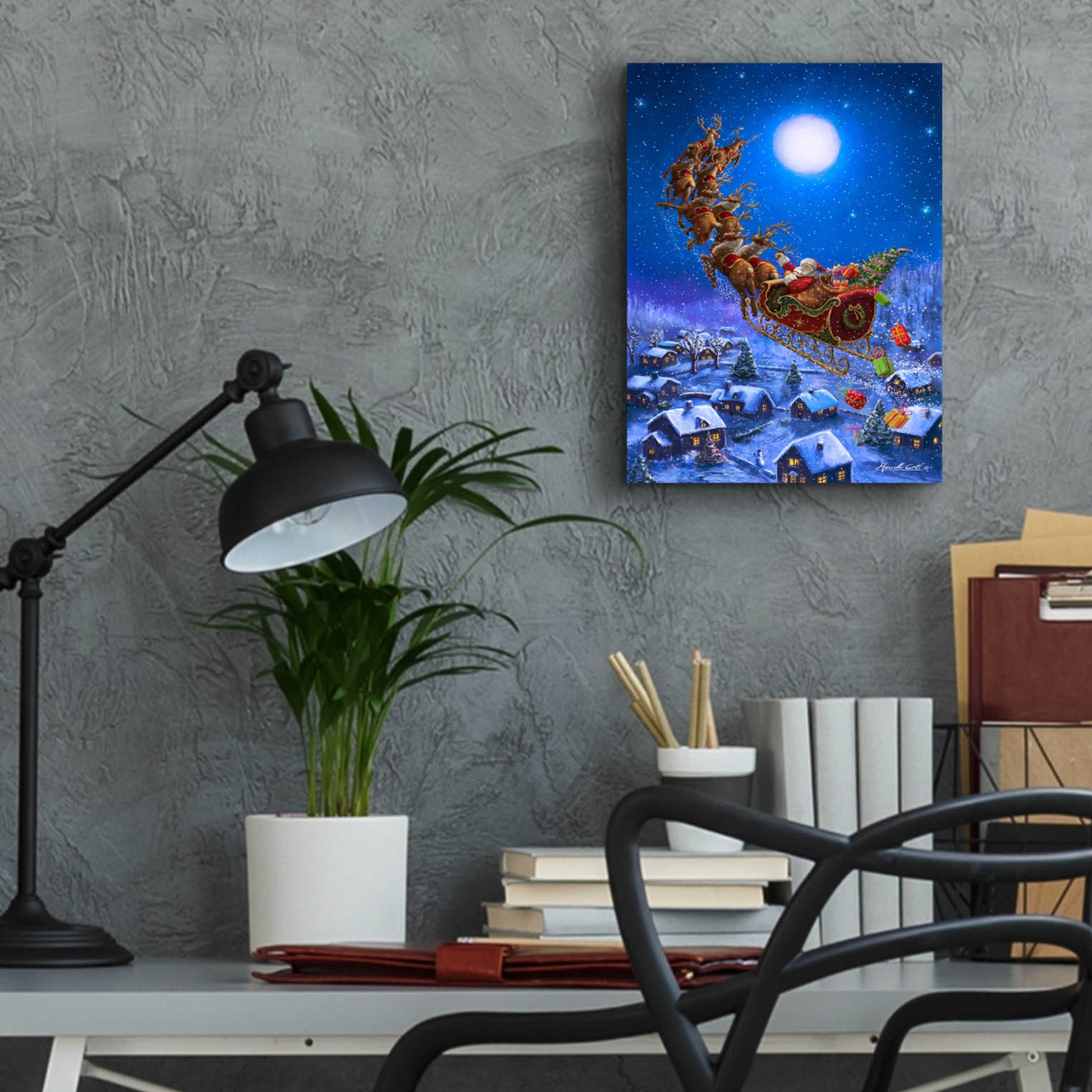 Epic Art 'Santa’s Night Ride' by Ali Corti, Acrylic Glass Wall Art,12x16