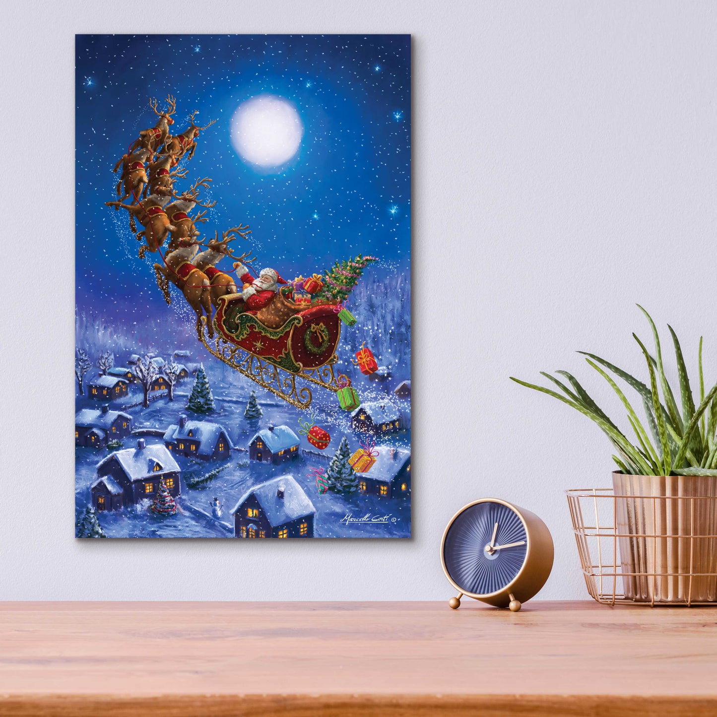 Epic Art 'Santa’s Night Ride' by Ali Corti, Acrylic Glass Wall Art,12x16