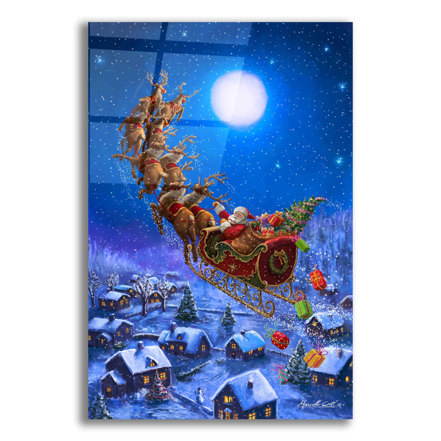 Epic Art 'Santa’s Night Ride' by Ali Corti, Acrylic Glass Wall Art,12x16