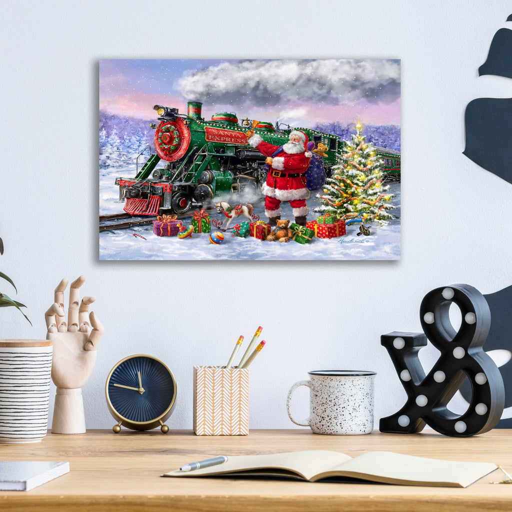 Epic Art 'Santa’s Express Train' by Ali Corti, Acrylic Glass Wall Art,16x12