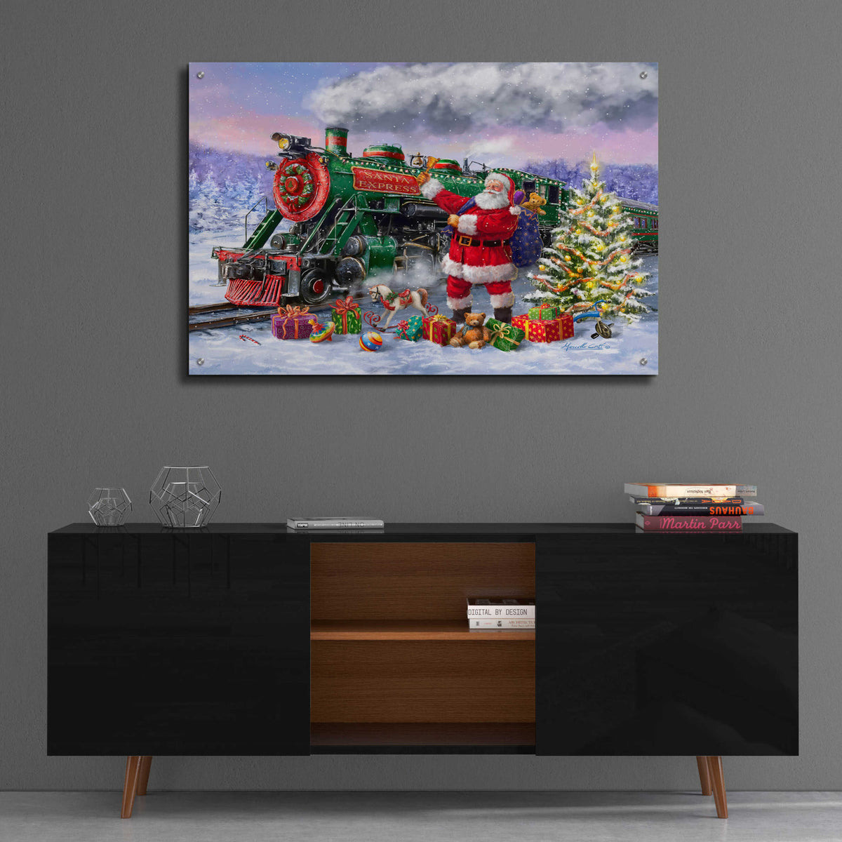 Epic Art 'Santa’s Express Train' by Ali Corti, Acrylic Glass Wall Art,36x24