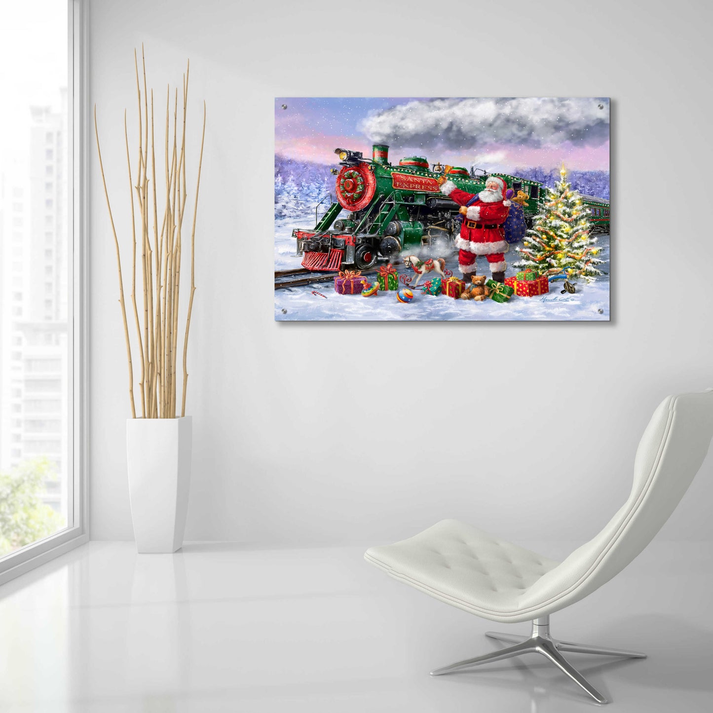 Epic Art 'Santa’s Express Train' by Ali Corti, Acrylic Glass Wall Art,36x24