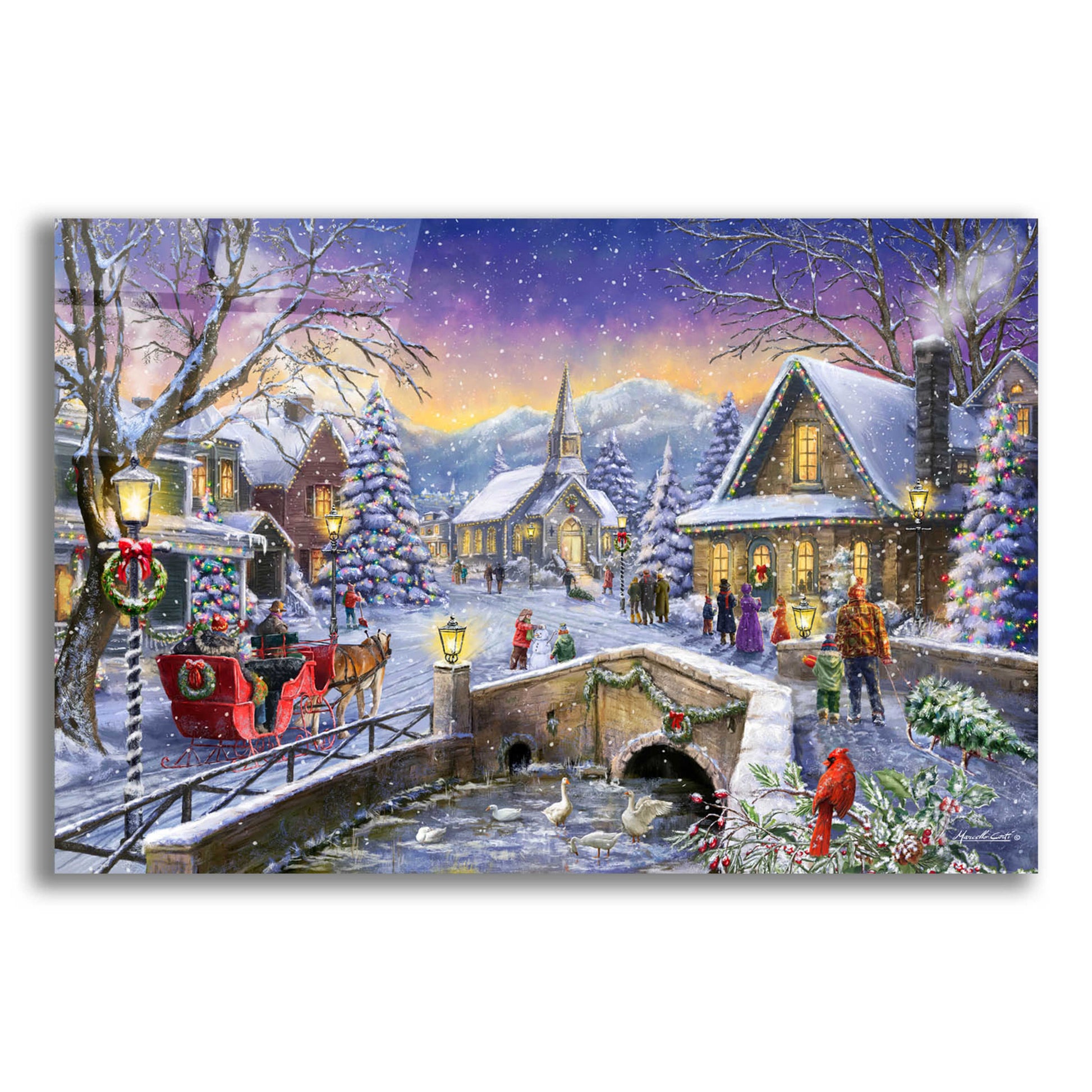 Epic Art 'Christmas Village Glow' by Ali Corti, Acrylic Glass Wall Art,16x12