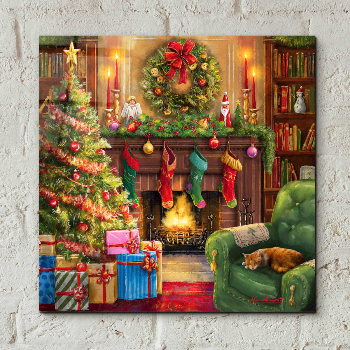 Epic Art 'Cozy Christmas Evening' by Ali Corti, Acrylic Glass Wall Art,12x12