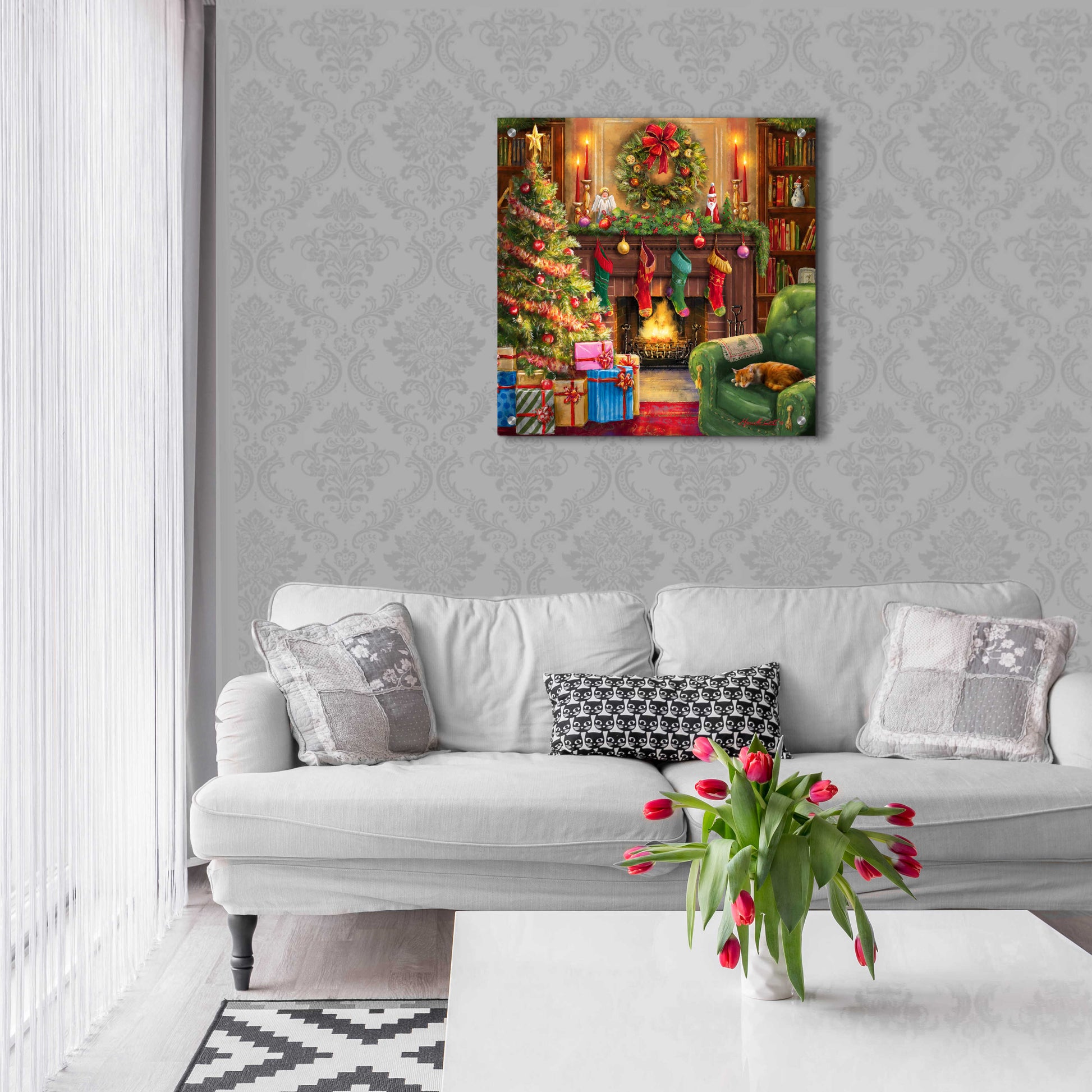 Epic Art 'Cozy Christmas Evening' by Ali Corti, Acrylic Glass Wall Art,24x24