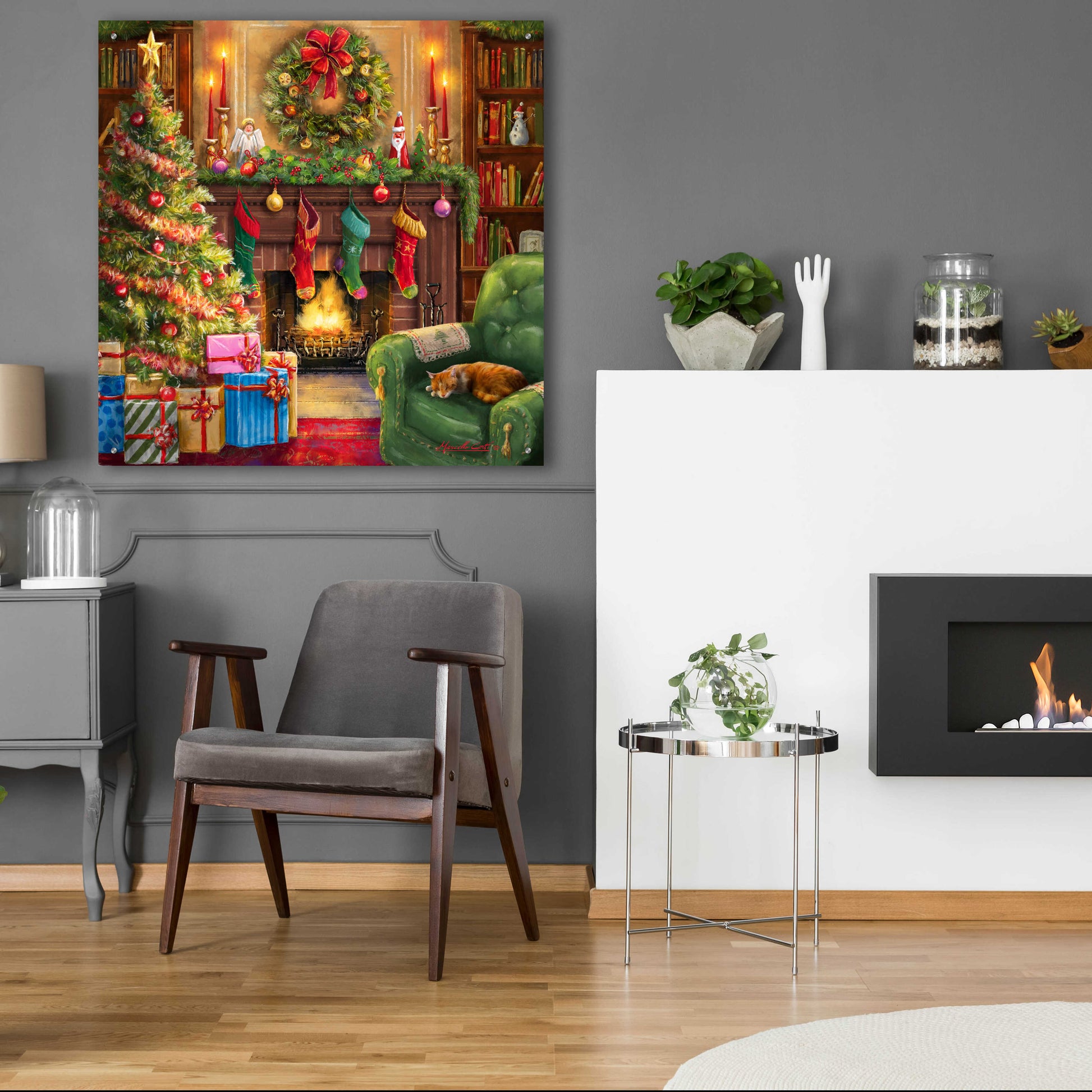 Epic Art 'Cozy Christmas Evening' by Ali Corti, Acrylic Glass Wall Art,36x36
