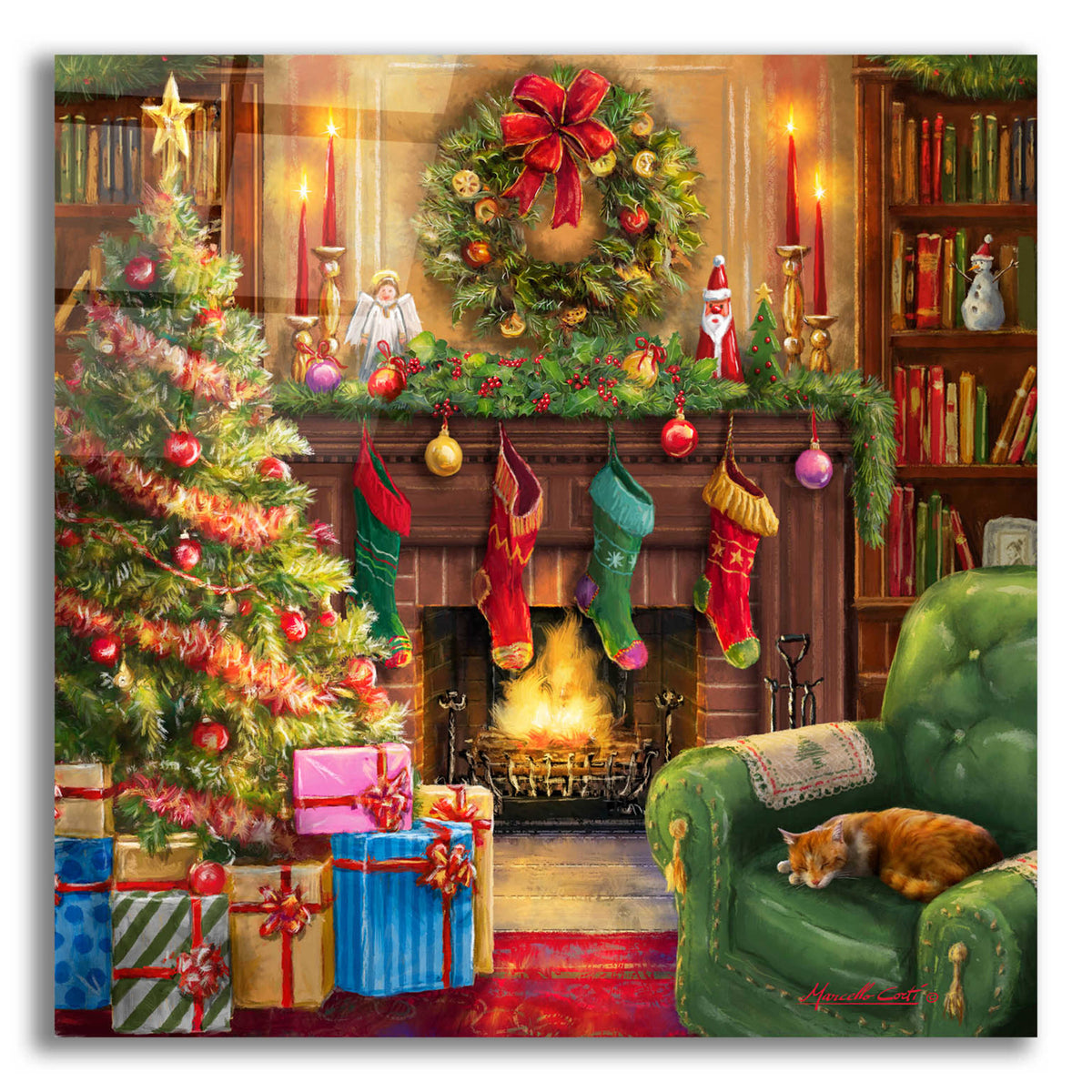 Epic Art 'Cozy Christmas Evening' by Ali Corti, Acrylic Glass Wall Art