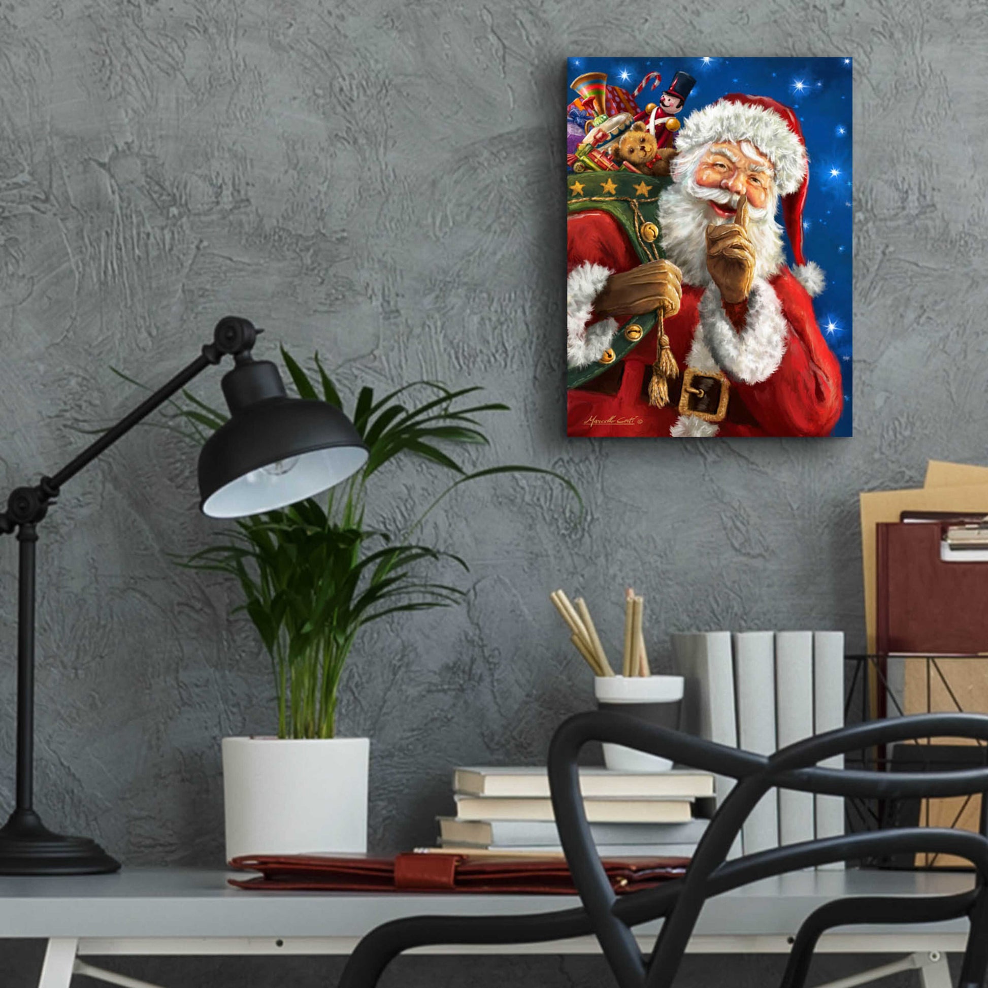 Epic Art 'Santa’s Secret' by Ali Corti, Acrylic Glass Wall Art,12x16