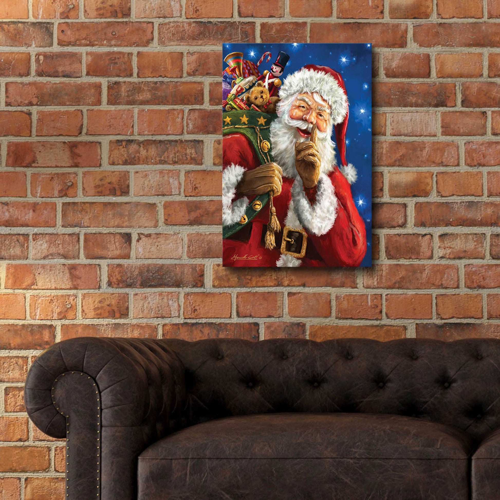 Epic Art 'Santa’s Secret' by Ali Corti, Acrylic Glass Wall Art,16x24