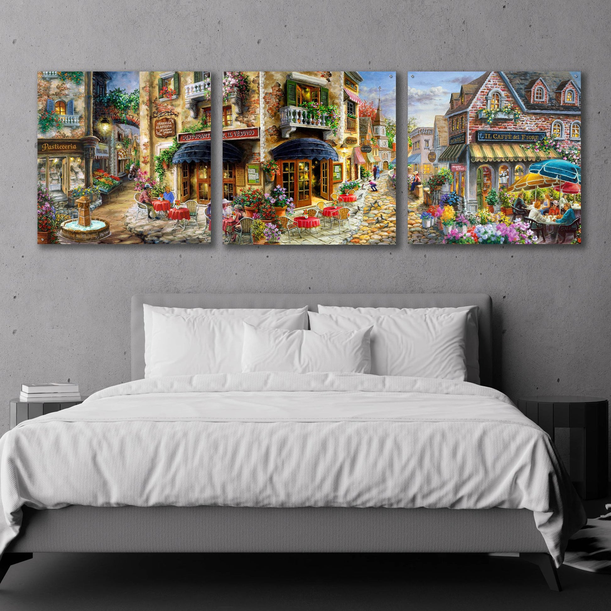 Epic Art 'Late Afternoon in Italy' by Nicky Boehme, Acrylic Glass Wall Art, 3 Piece Set,108x36