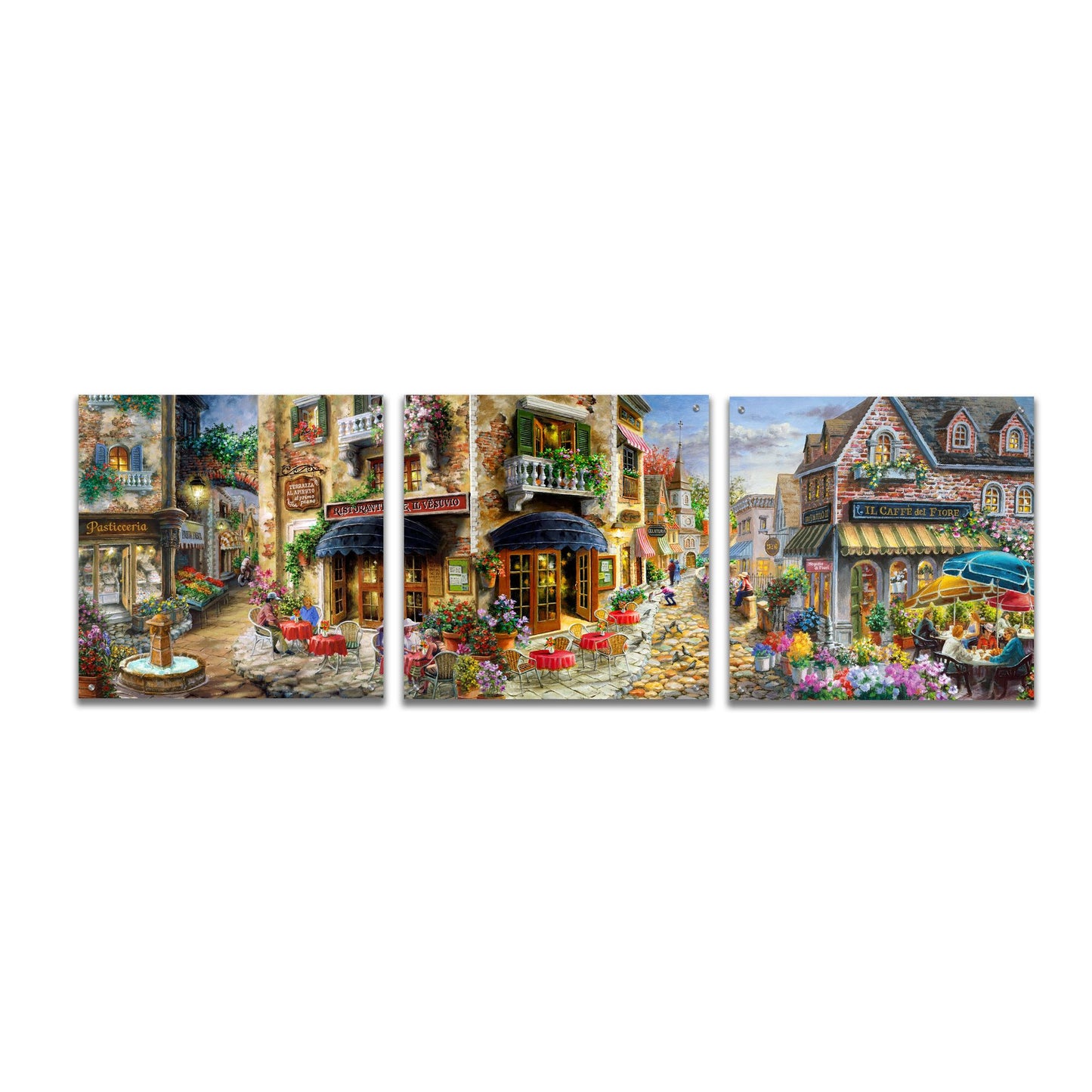 Epic Art 'Late Afternoon in Italy' by Nicky Boehme, Acrylic Glass Wall Art, 3 Piece Set