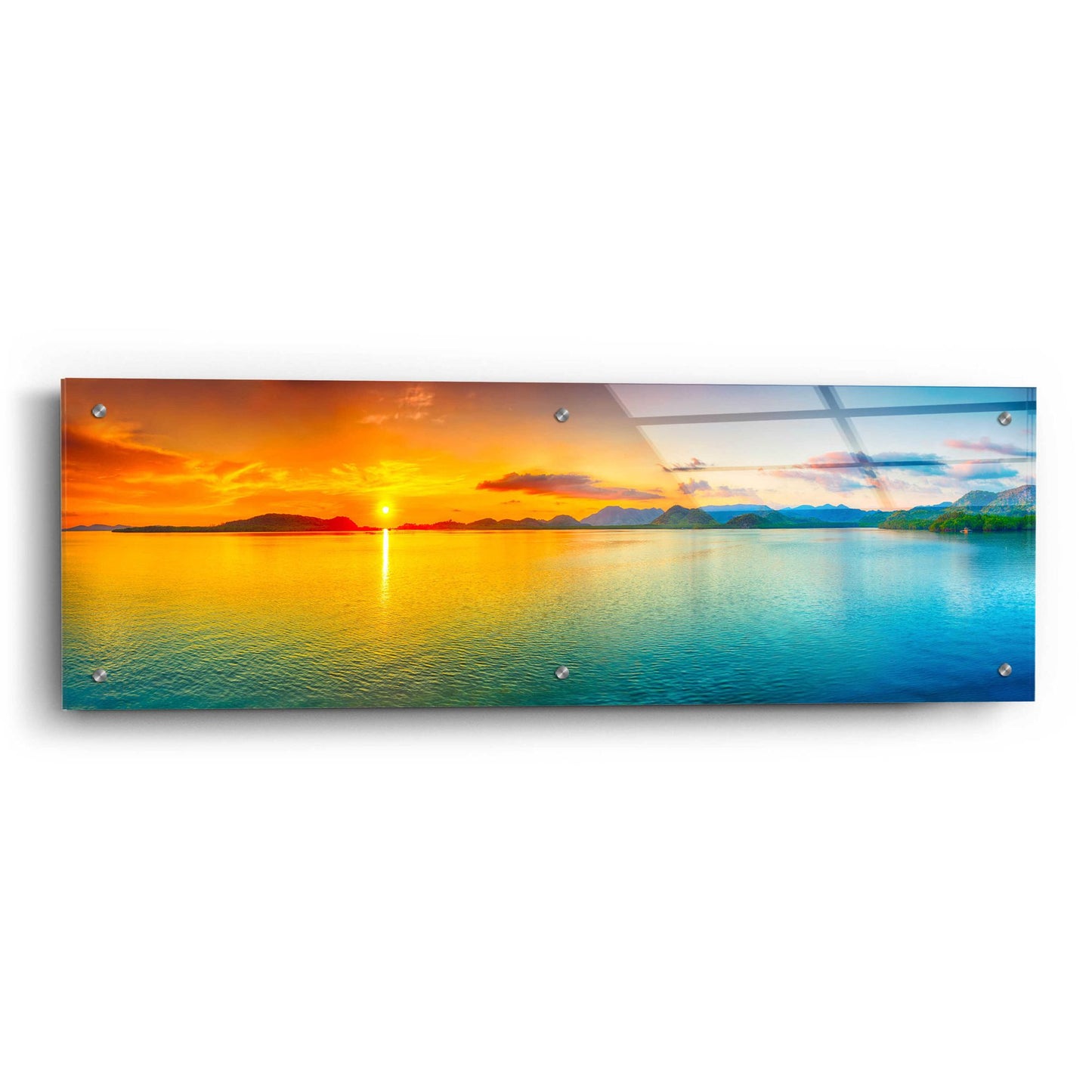 Epic Art 'Good Night World' by Epic Portfolio, Acrylic Glass Wall Art,36x12