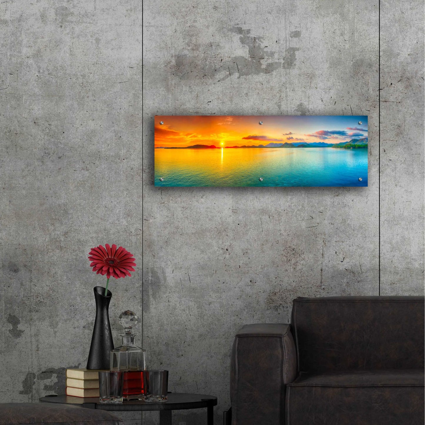 Epic Art 'Good Night World' by Epic Portfolio, Acrylic Glass Wall Art,36x12