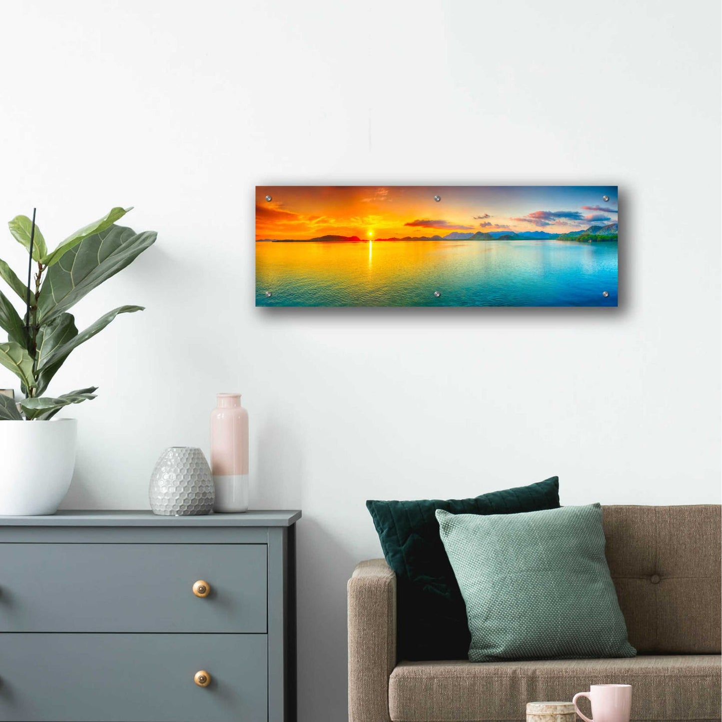 Epic Art 'Good Night World' by Epic Portfolio, Acrylic Glass Wall Art,36x12