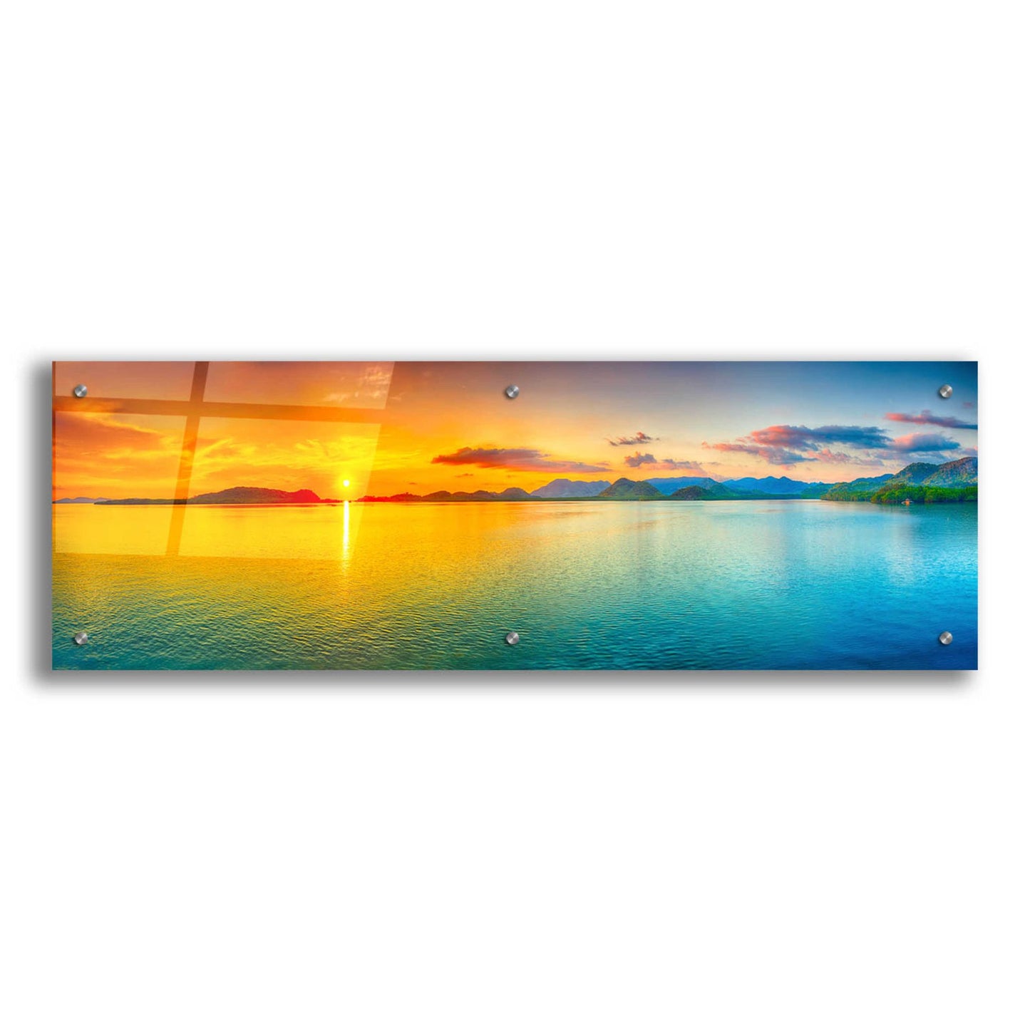 Epic Art 'Good Night World' by Epic Portfolio, Acrylic Glass Wall Art,36x12