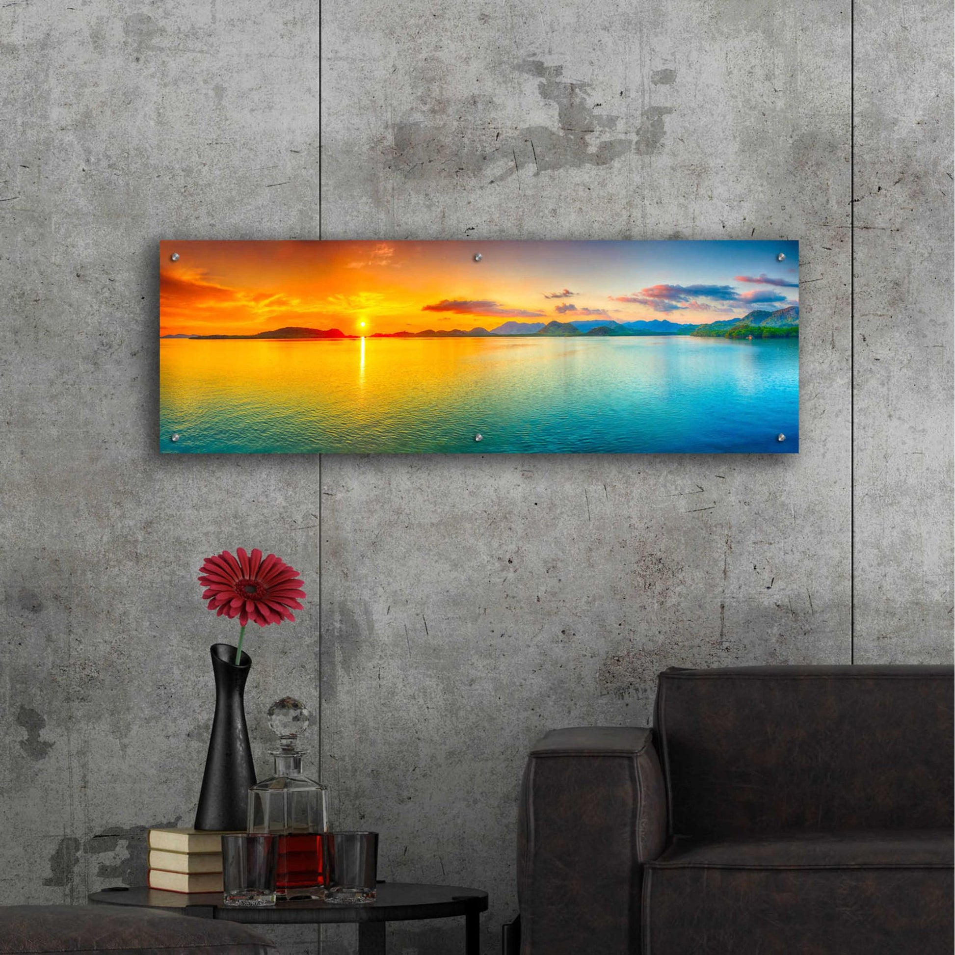 Epic Art 'Good Night World' by Epic Portfolio, Acrylic Glass Wall Art,48x16